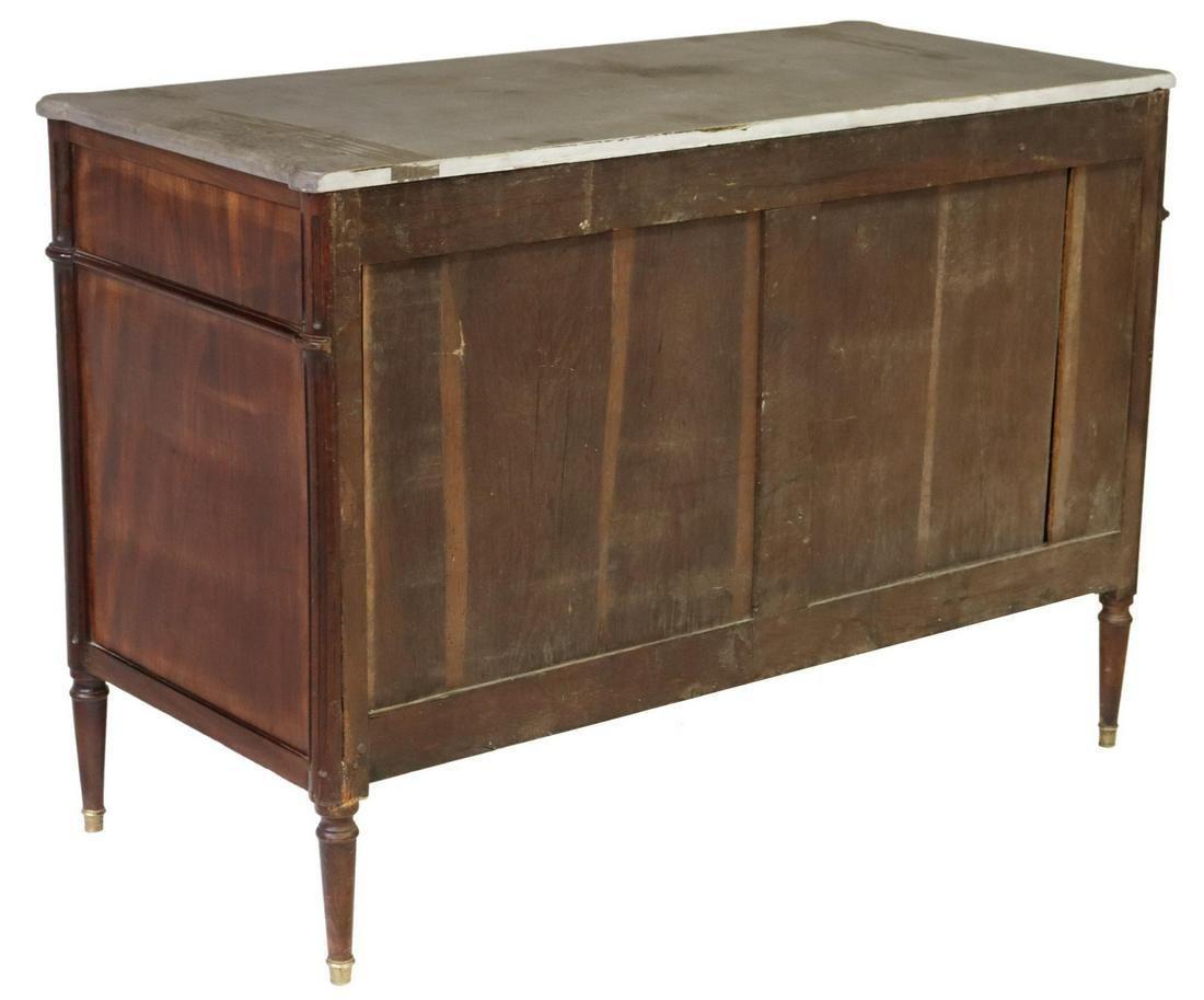 Brass Antique French Louis XVI Style Mahogany Gray Stone-Top Commode For Sale