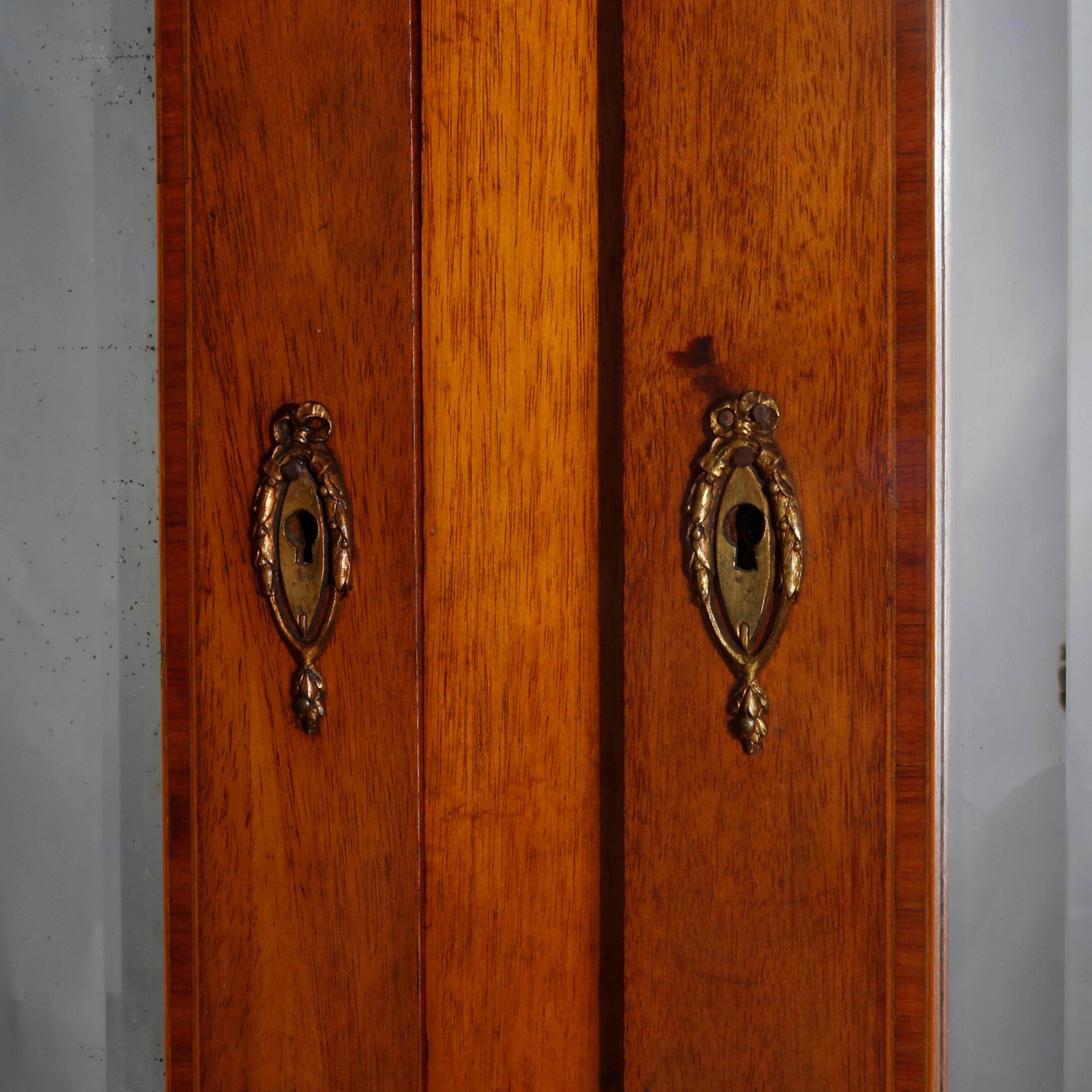 French Louis XVI Style Mahogany and Ormolu Triple Door Armoire, 19th Century 5