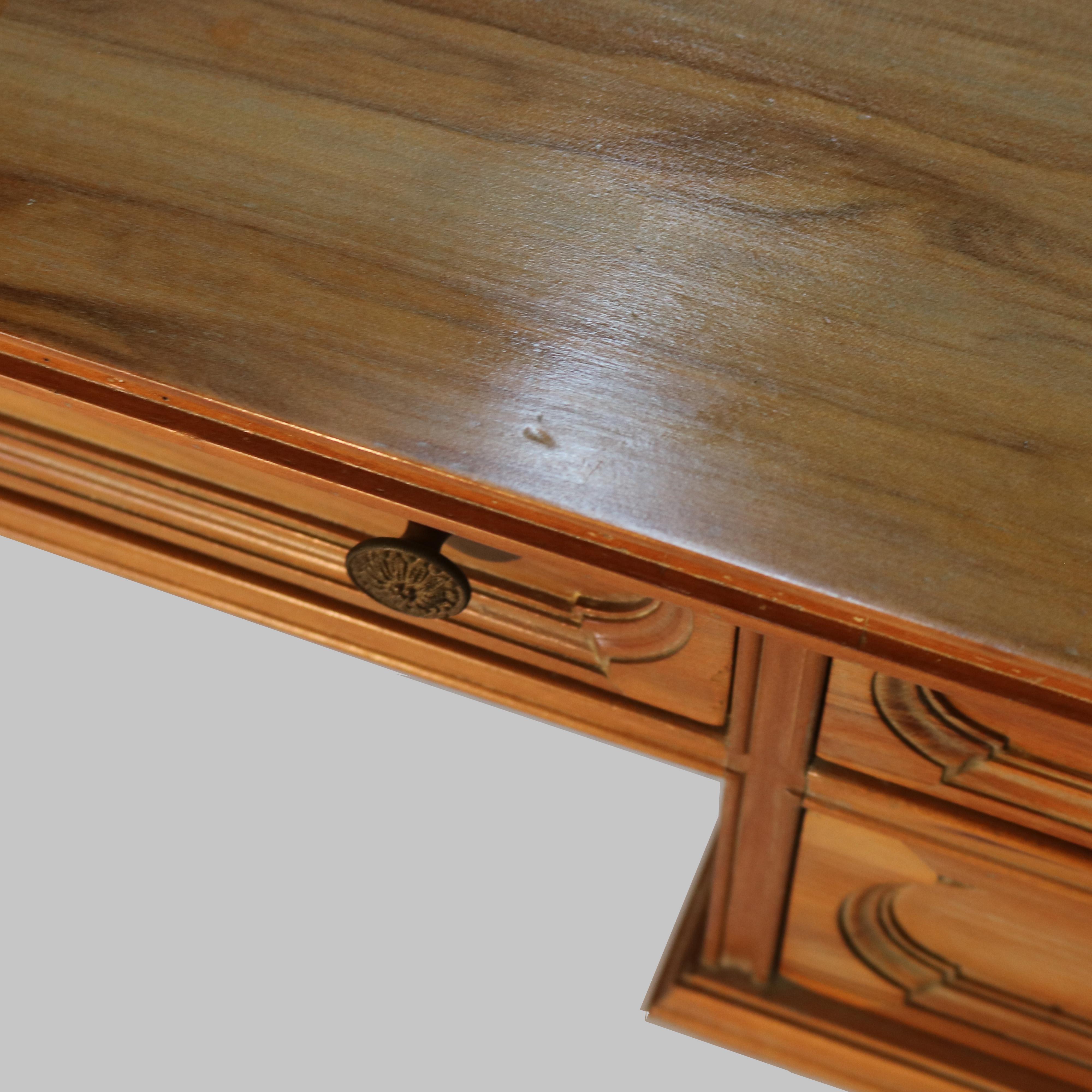 Antique French Louis XVI Style Mahogany & Satinwood 5-Drawer Lady’s Desk c1930 8