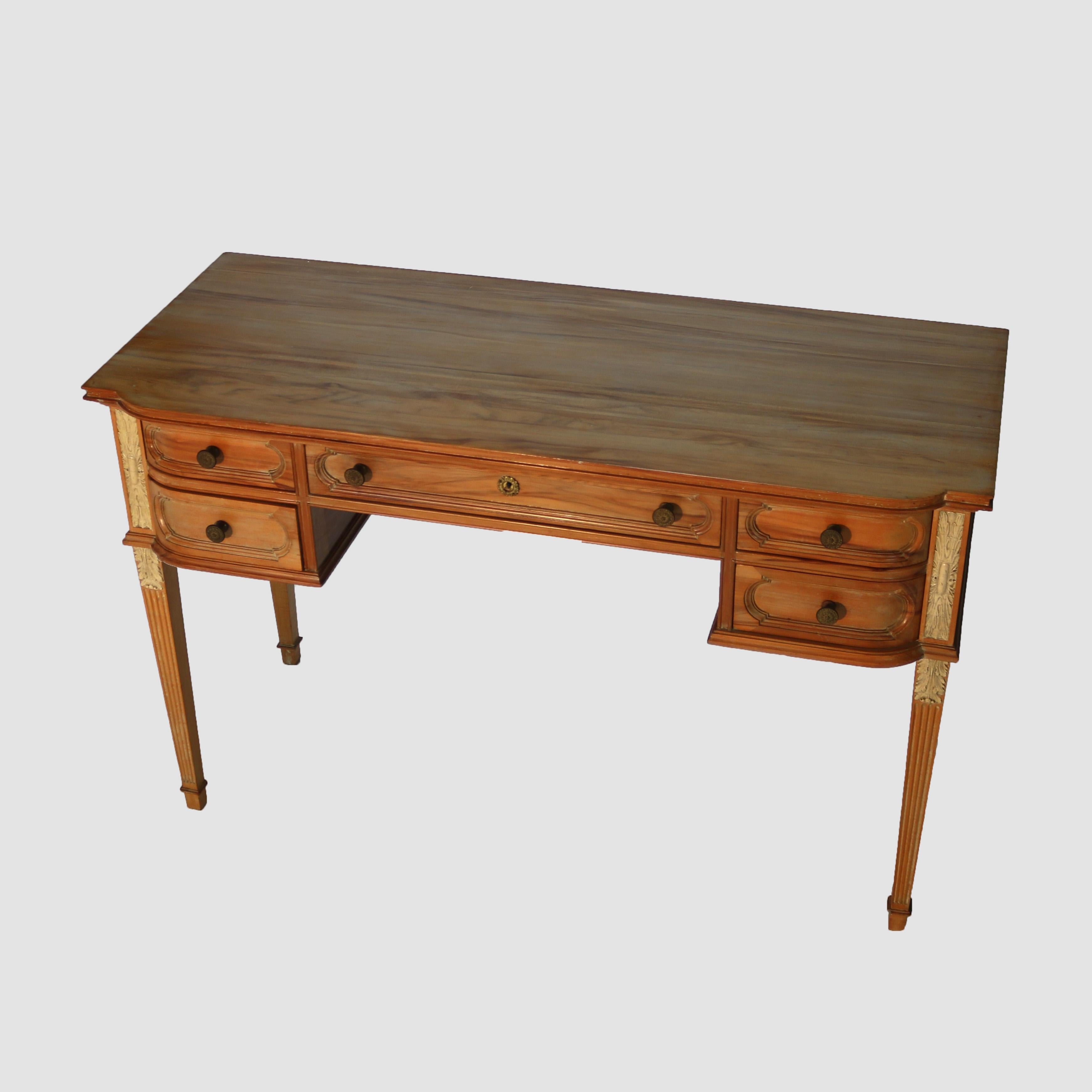 Antique French Louis XVI Style Mahogany & Satinwood 5-Drawer Lady’s Desk c1930 11