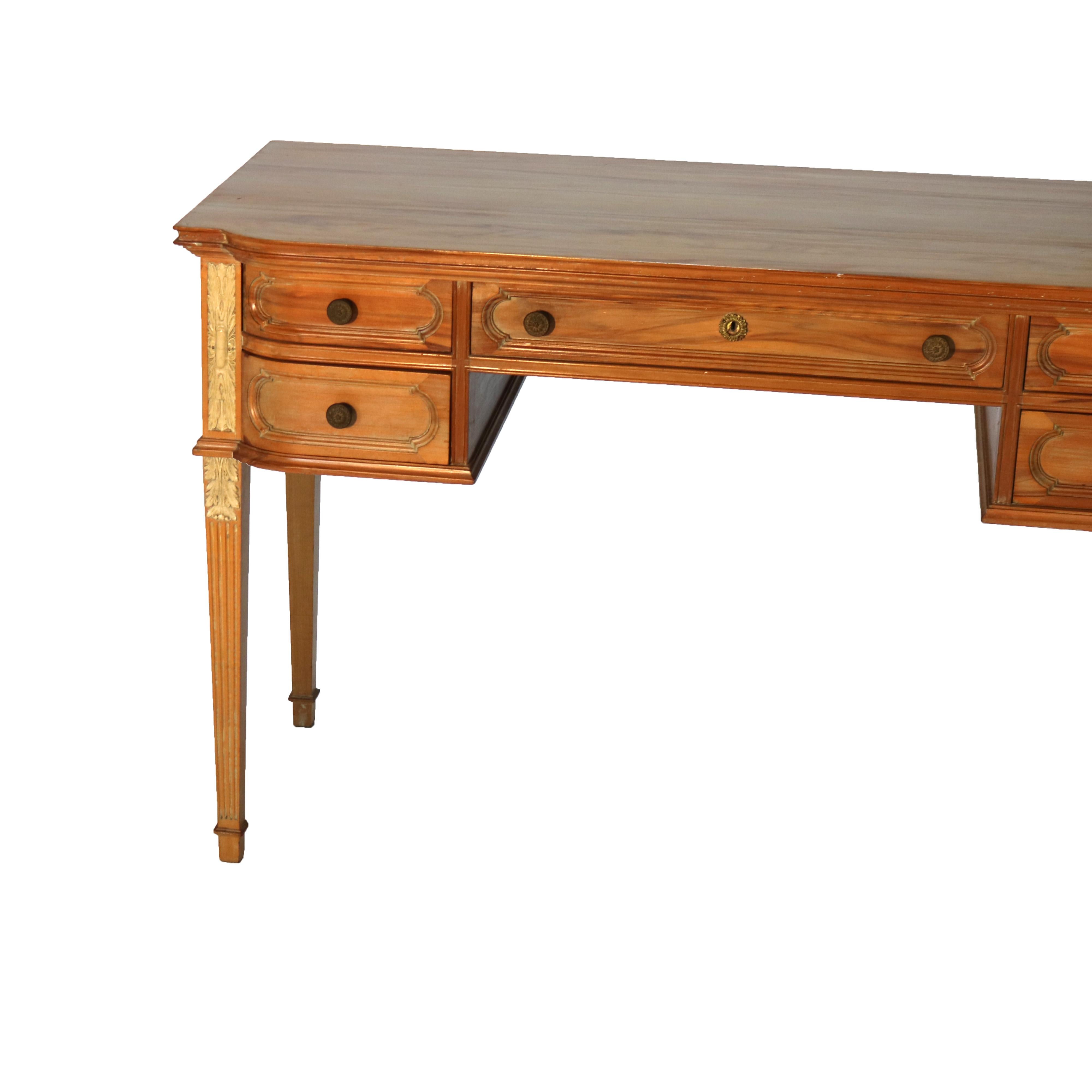 Antique French Louis XVI Style Mahogany & Satinwood 5-Drawer Lady’s Desk c1930 2