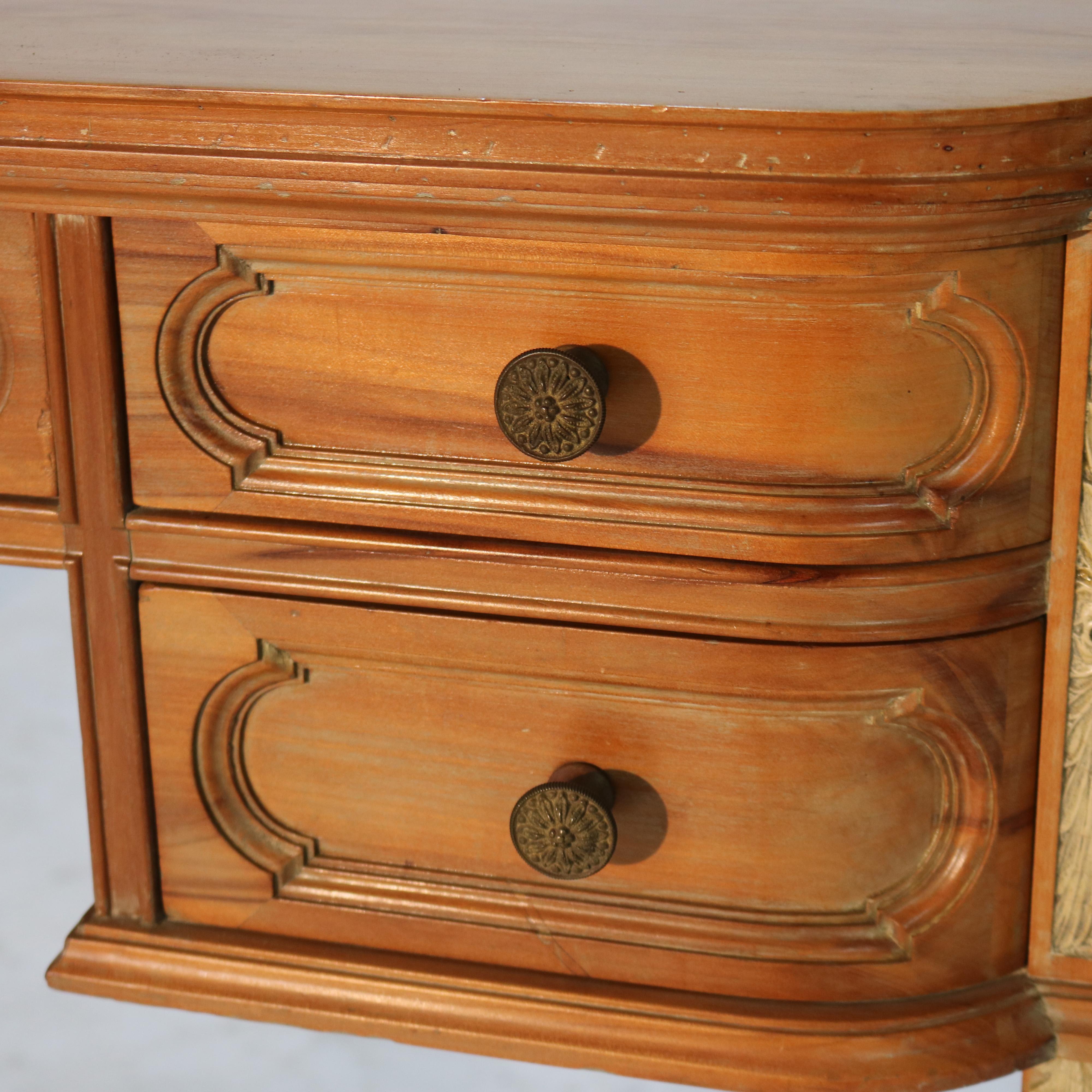 Antique French Louis XVI Style Mahogany & Satinwood 5-Drawer Lady’s Desk c1930 4