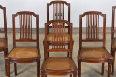 Antique French Louis XVI Style Maple Dining Chairs W/ Cane Seats - Set of 6