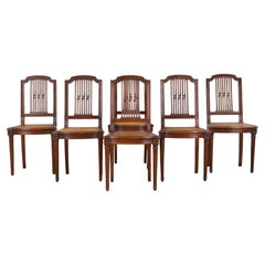 Sedie da pranzo in acero in stile Antique French Louis XVI con sedili in canna - set di 6