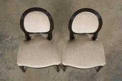 Antique French Louis XVI Style Maple Side Chairs in Beige Chenille - A Pair