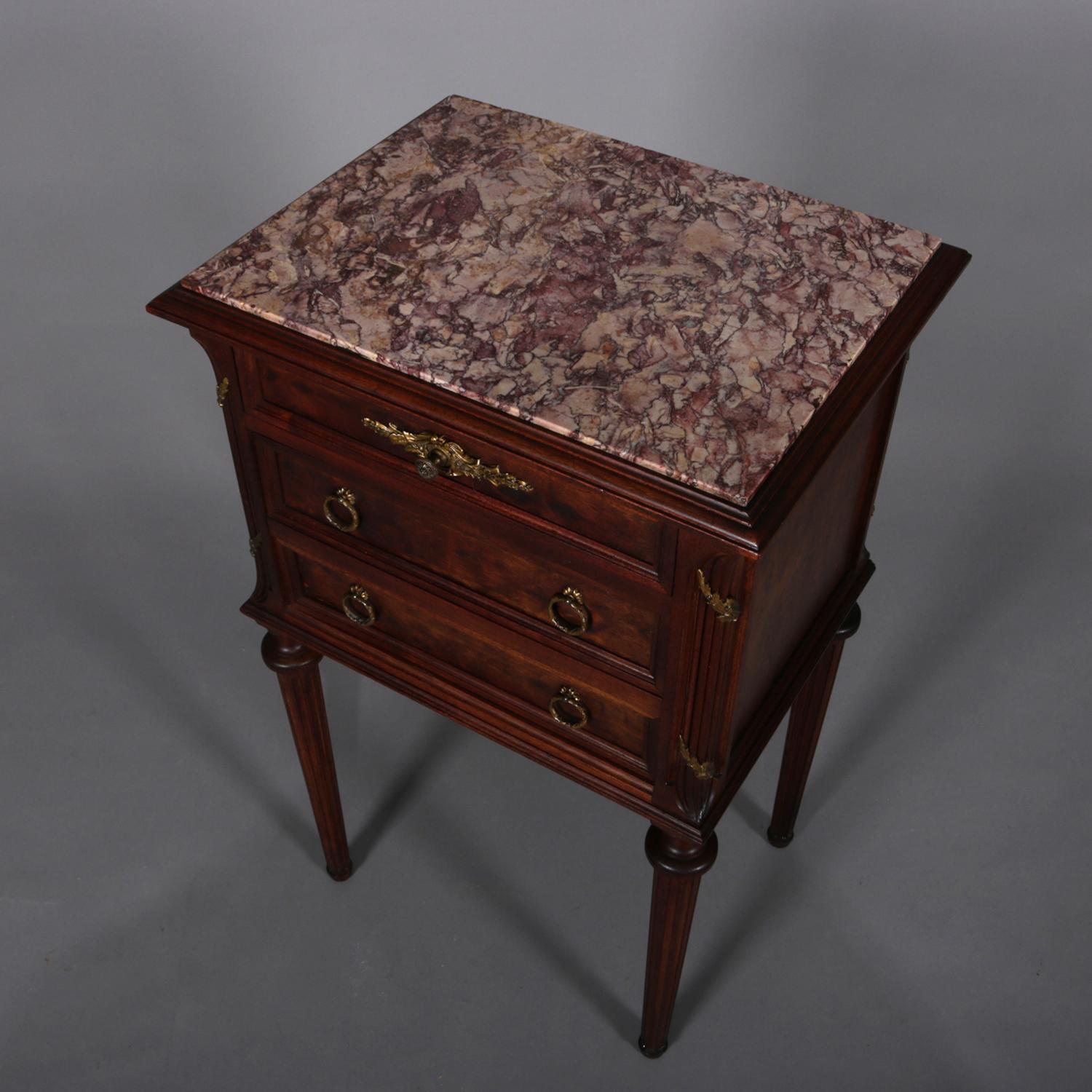 Louis XIV Antique French Louis XVI Style Marble Top Humidor Stand, circa 1900