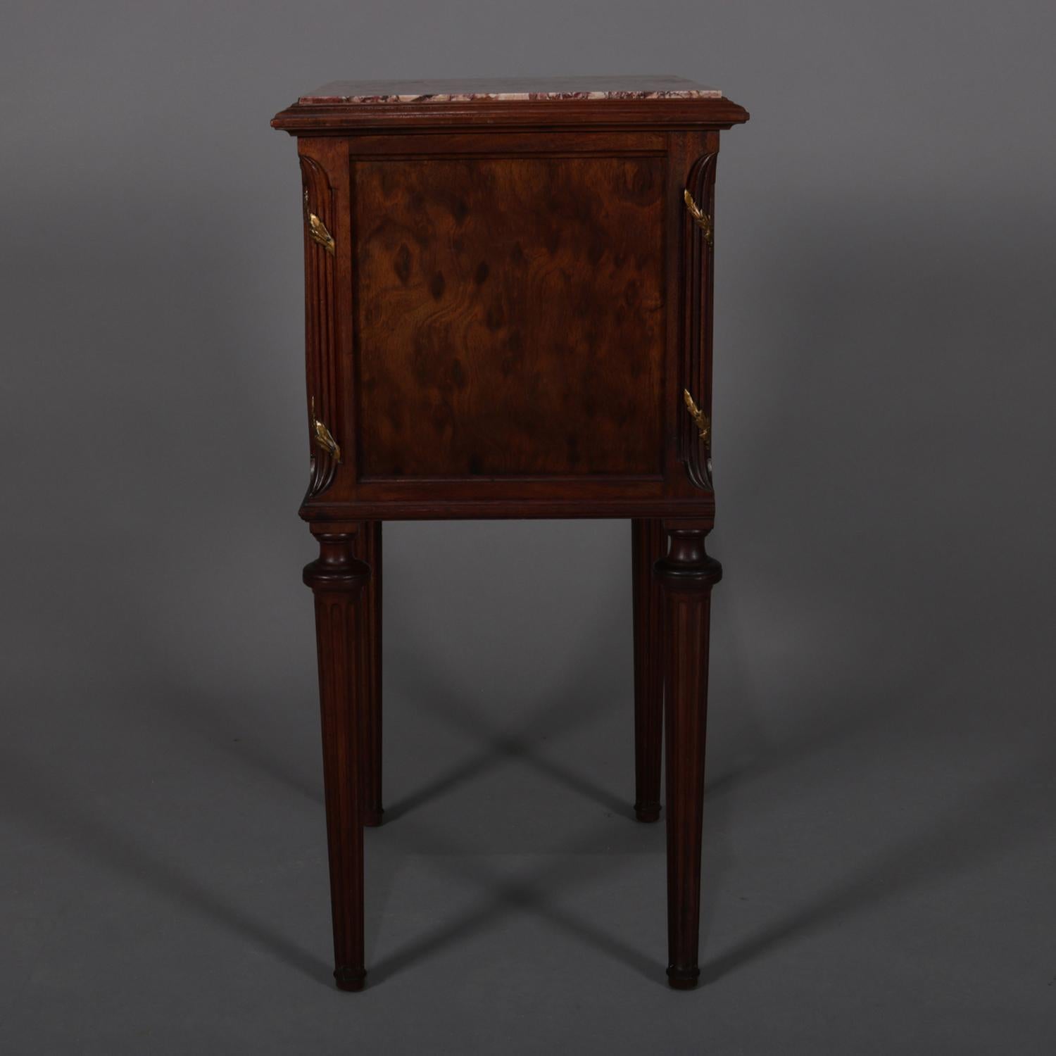 Antique French Louis XVI Style Marble Top Humidor Stand, circa 1900 In Good Condition In Big Flats, NY
