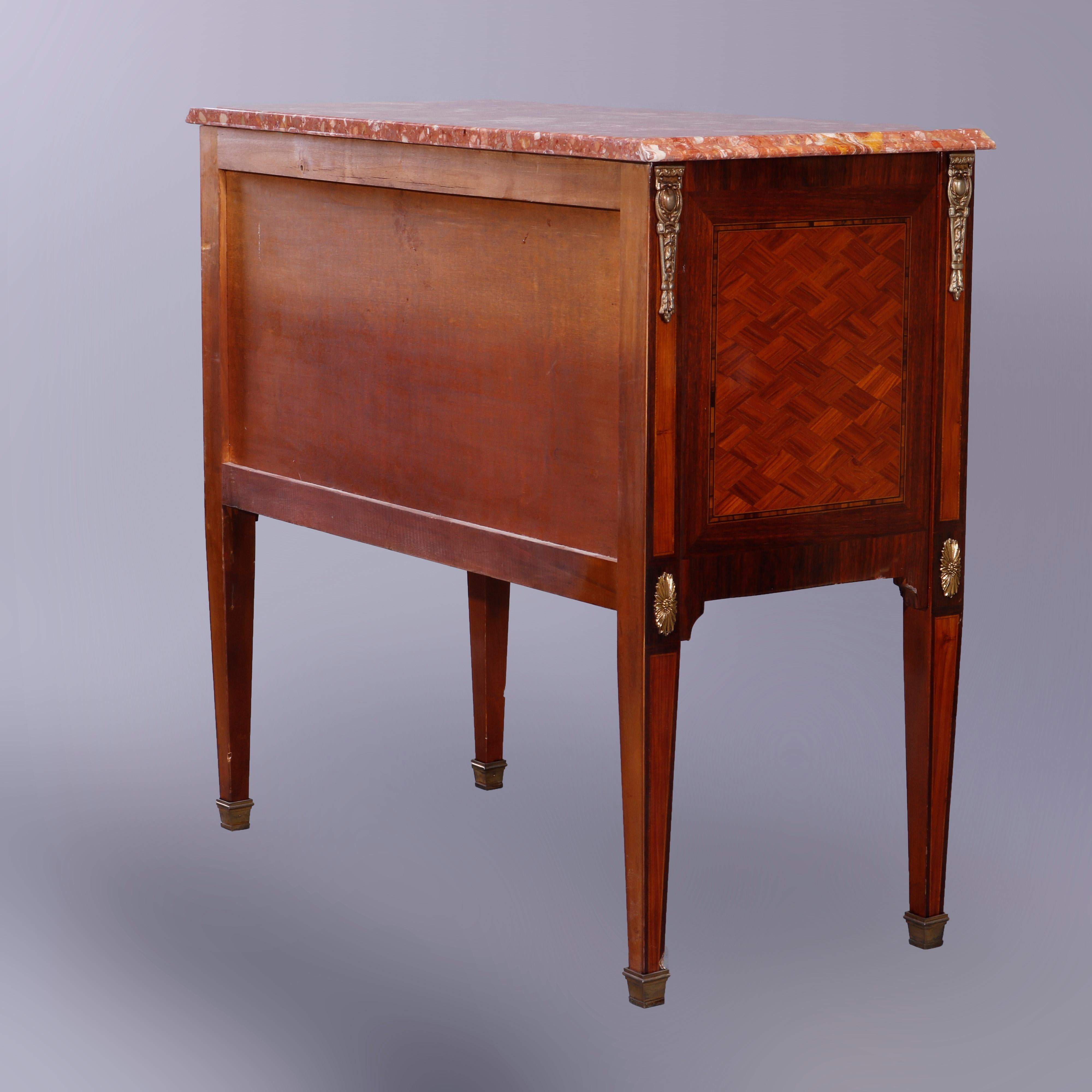 Antique French Louis XVI Style Marble Top Kingwood & Rosewood Commode, 20th C 5