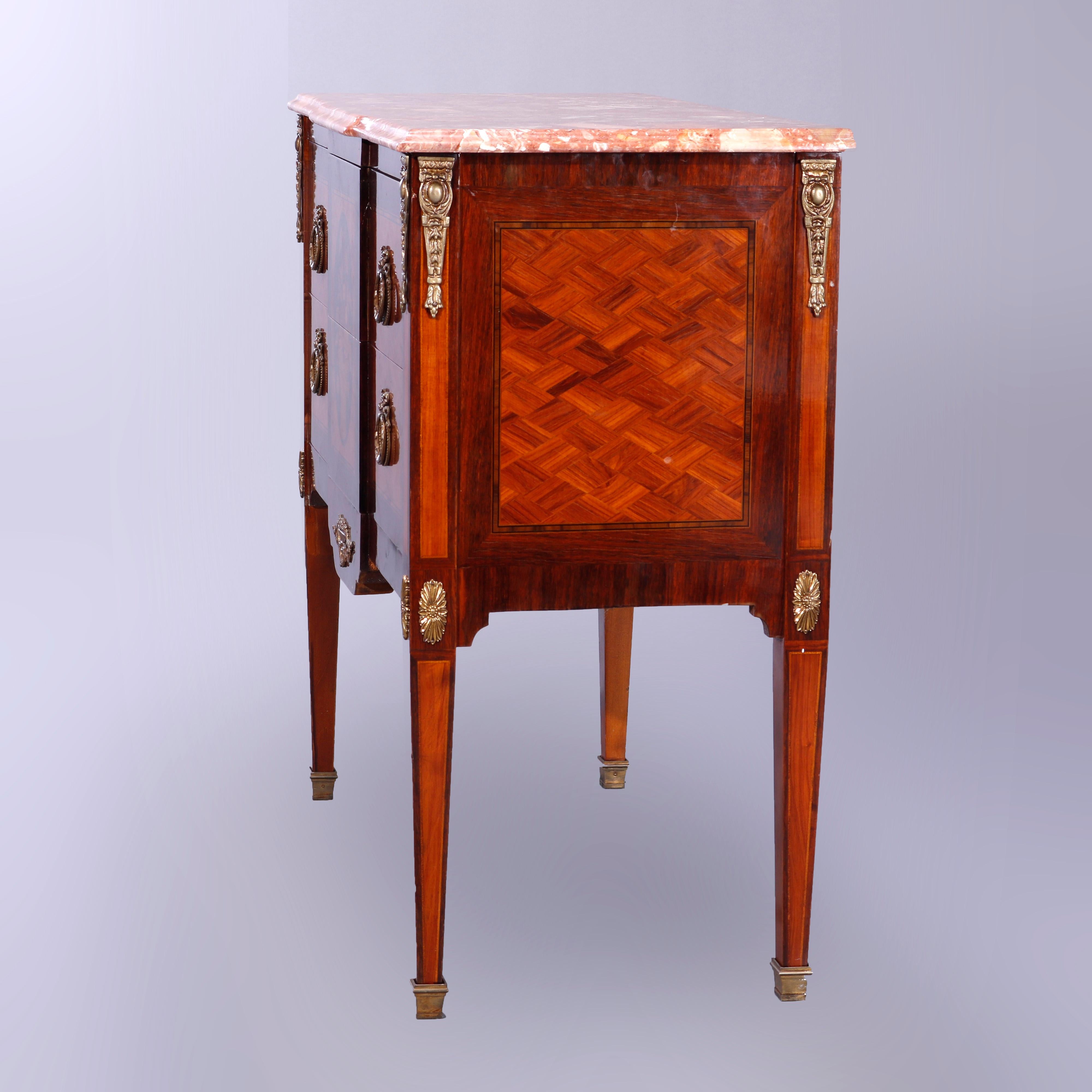 Antique French Louis XVI Style Marble Top Kingwood & Rosewood Commode, 20th C 3
