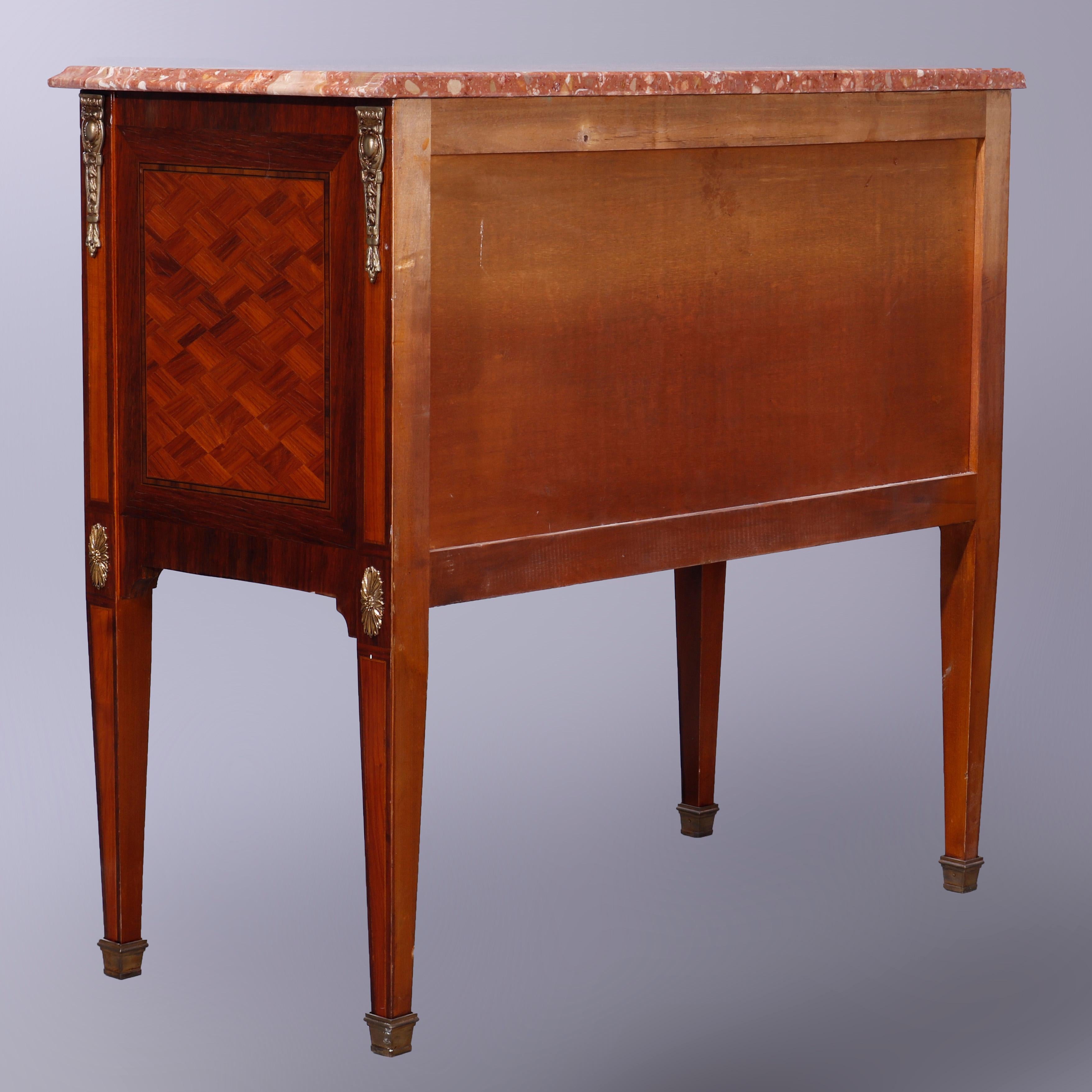 Antique French Louis XVI Style Marble Top Kingwood & Rosewood Commode, 20th C 4