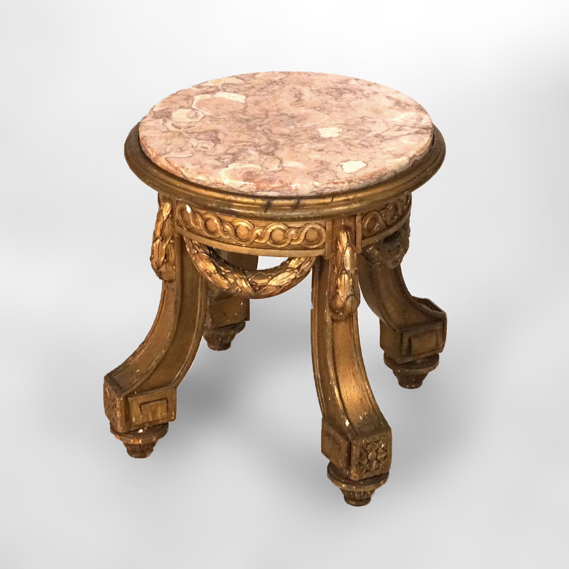 Antique French Louis XVI Style Marble Top Low Stand C1820 In Good Condition In Big Flats, NY