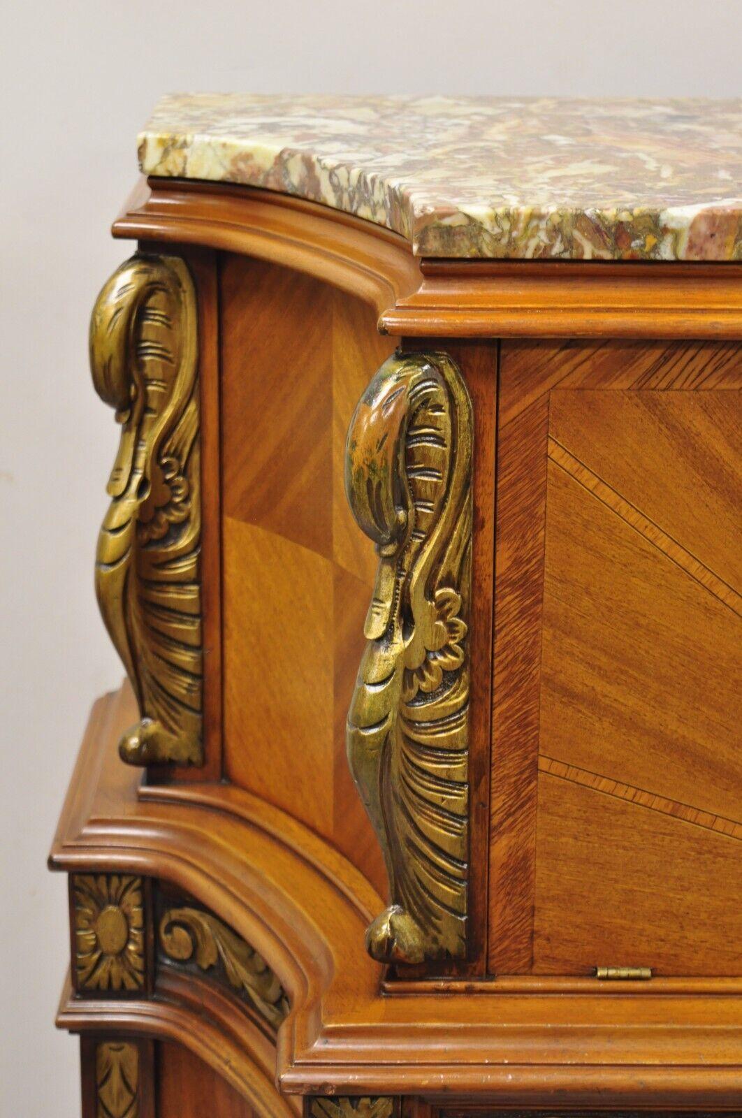 Ancienne commode haute de style Louis XVI en bois de satin avec cygnes en vente 4