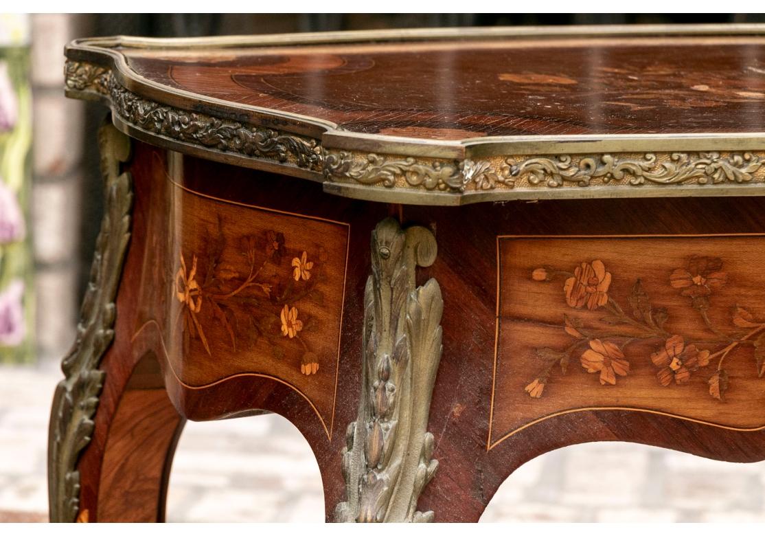Antique French Louis XVI Style Marquetry And Bronze Mounted Dressing Table In Distressed Condition For Sale In Bridgeport, CT