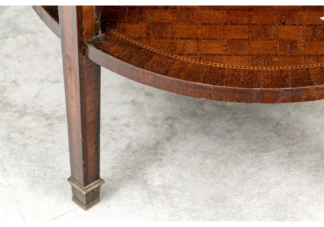 Antique French Louis XVI Style Marquetry Inlaid Circular Side Table In Distressed Condition For Sale In Bridgeport, CT