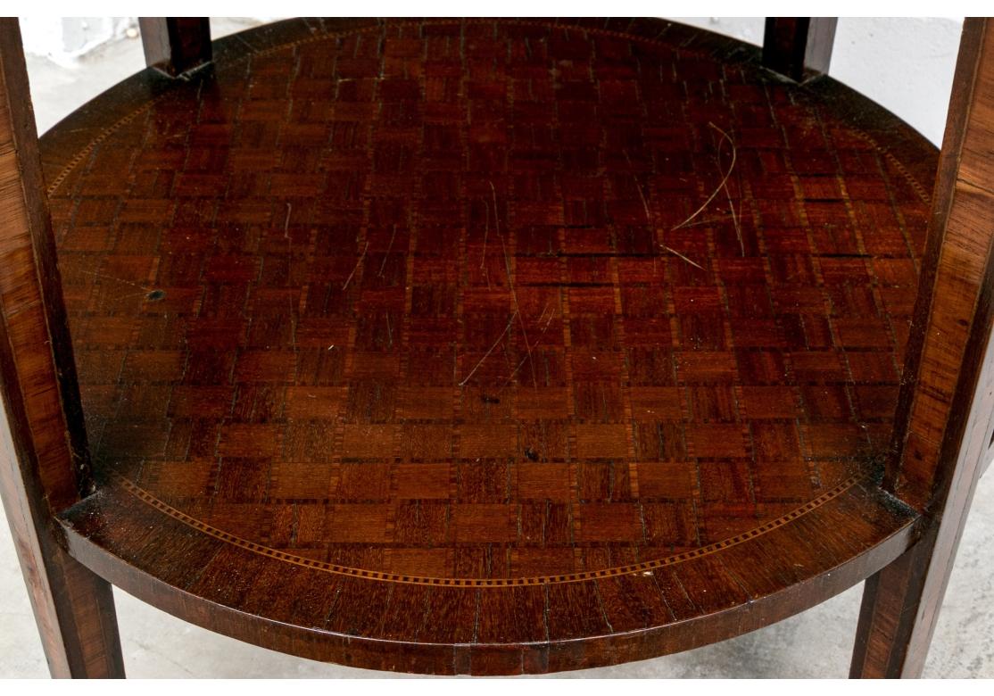 19th Century Antique French Louis XVI Style Marquetry Inlaid Circular Side Table For Sale