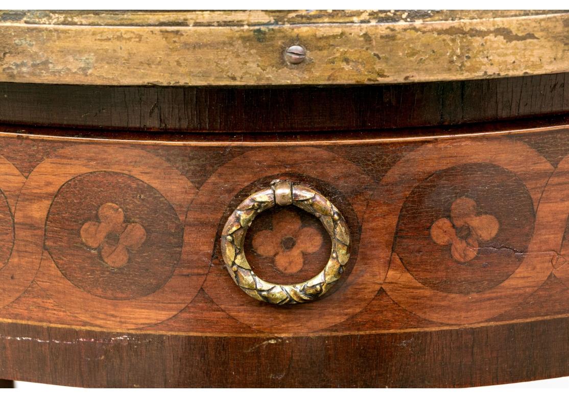 Antique French Louis XVI Style Marquetry Inlaid Circular Side Table For Sale 2