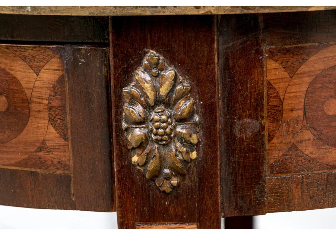 Antique French Louis XVI Style Marquetry Inlaid Circular Side Table For Sale 3
