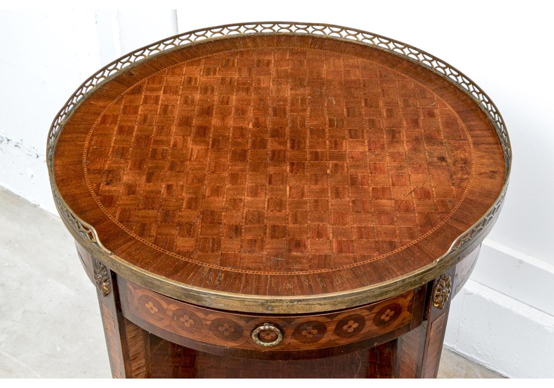Antique French Louis XVI Style Marquetry Inlaid Circular Side Table For Sale 4