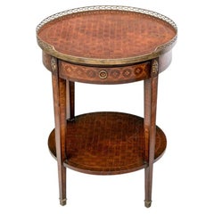 Antique French Louis XVI Style Marquetry Inlaid Circular Side Table