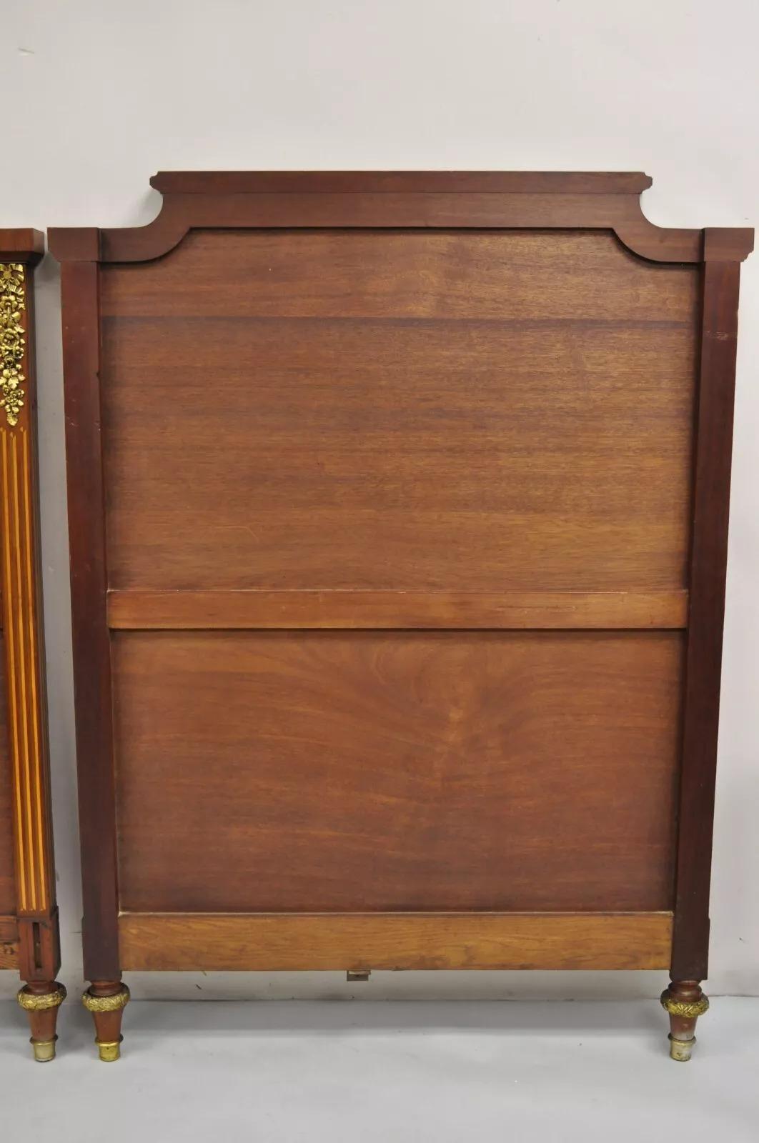 Antique French Louis XVI Style Marquetry Inlay Twin Bed Headboard - a Pair For Sale 4