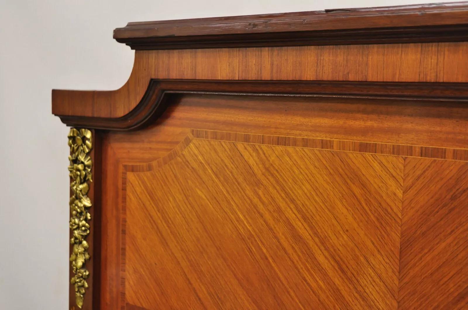 Antique French Louis XVI Style Marquetry Inlay Twin Bed Headboard - a Pair For Sale 1