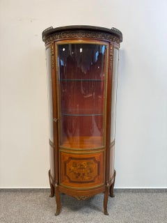 Antique French Louis XVI Style Marquetry Vitrine Cabinet
