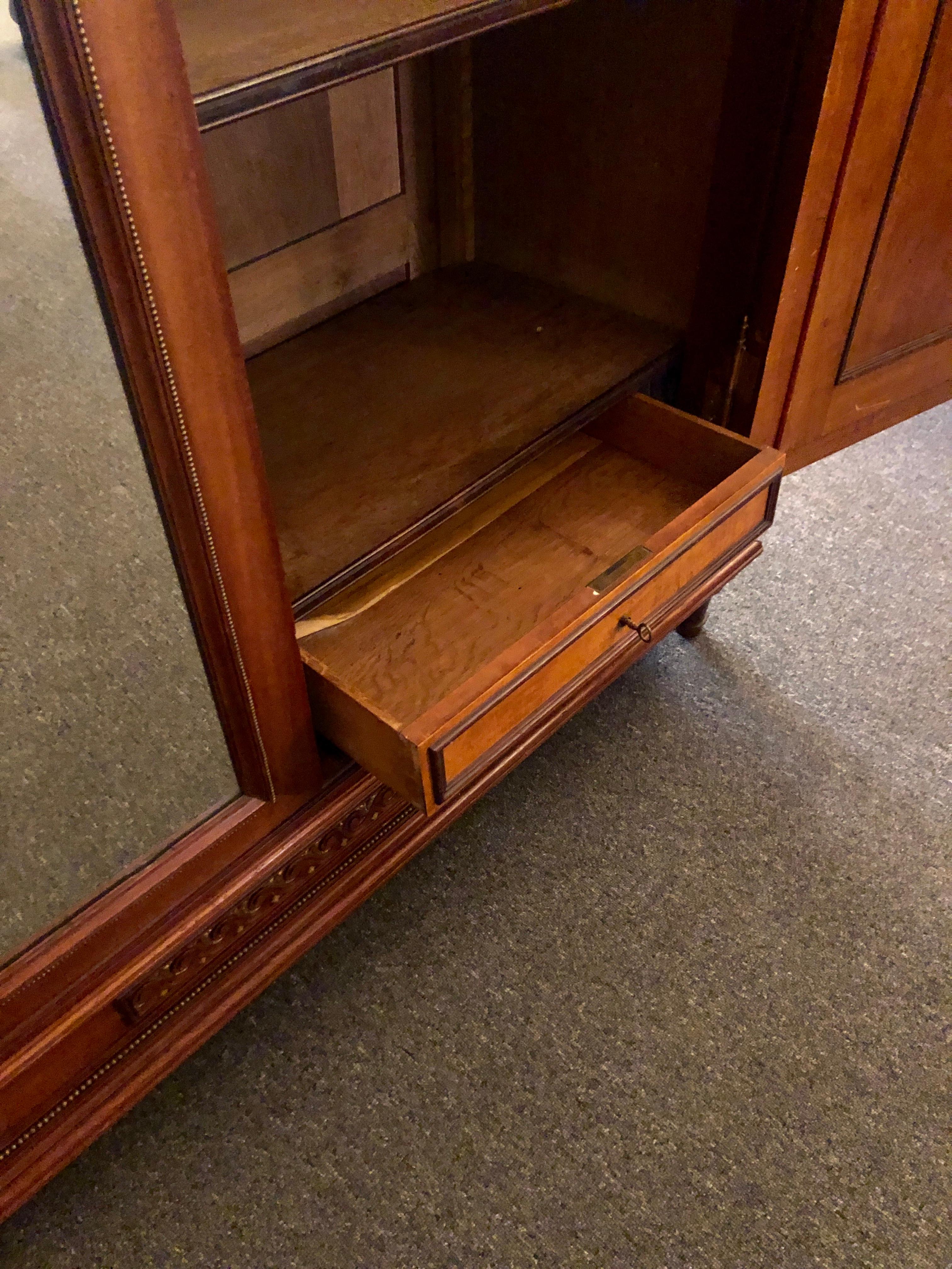 Antique French Louis XVI Style Mirrored 2 Door Mahogany Armoire, Circa 1880 In Good Condition In New Orleans, LA