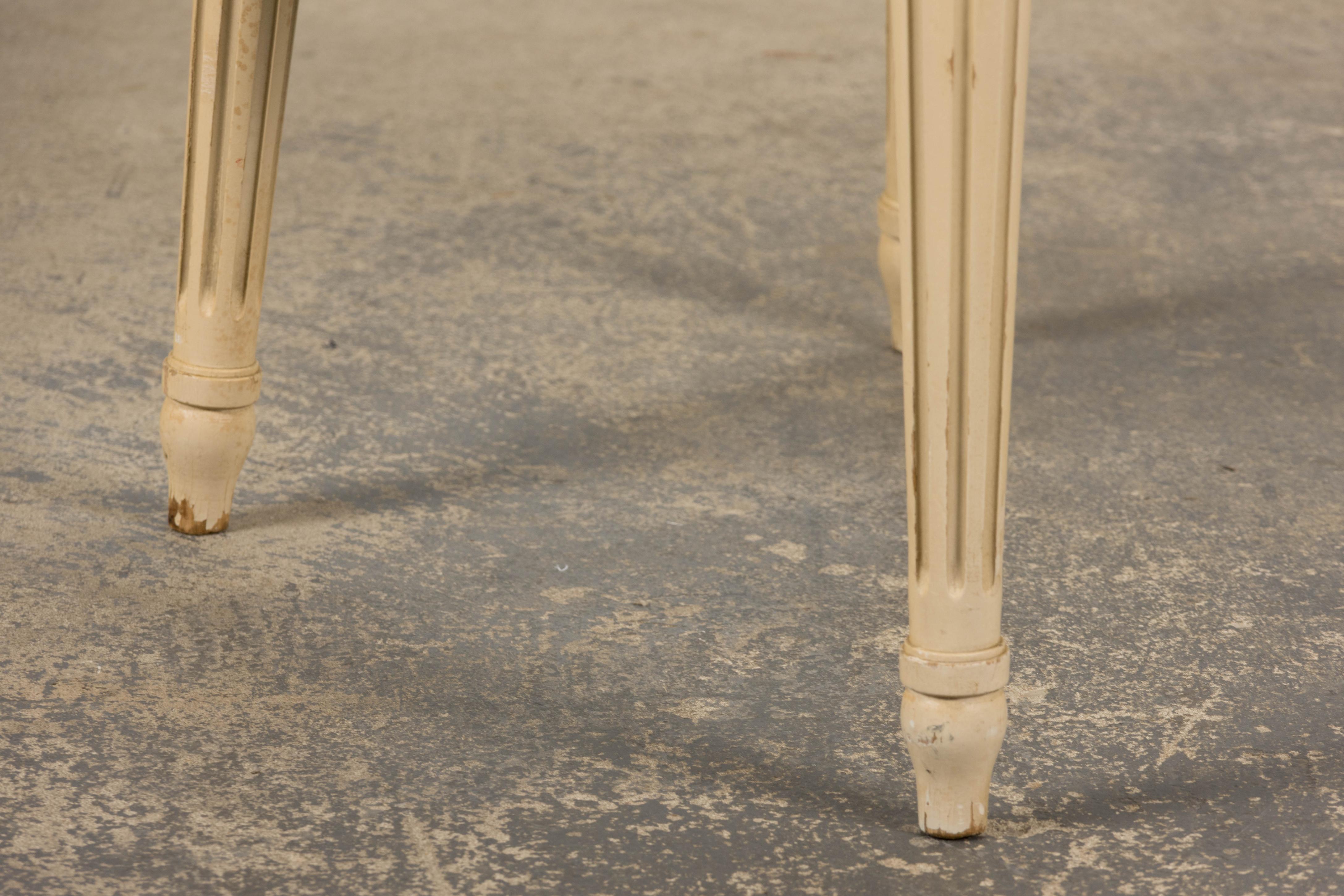 Antique French Louis XVI Style Painted Accent Side Chairs in Blue Toile - A Pair For Sale 6