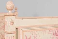 Antique French Louis XVI Style Painted Bed with Toile Panels, 19th Century