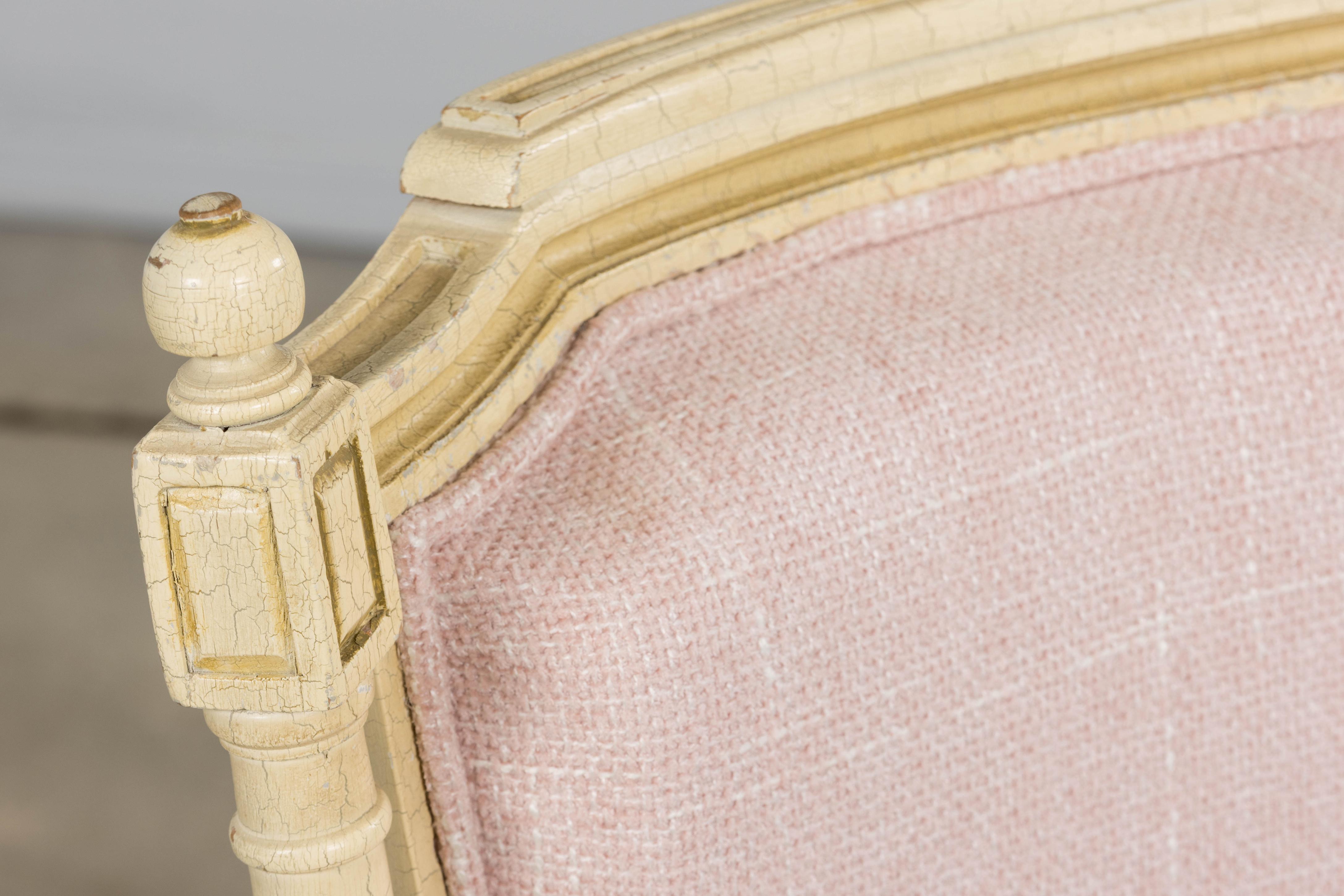 Antique French Louis XVI Style Painted Dining Chairs in Blush Pink - Set von 6 im Zustand „Gut“ im Angebot in Astoria, NY