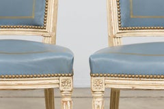 Antique French Louis XVI Style Painted Dining Chairs in Französisch Blau - Set von 4