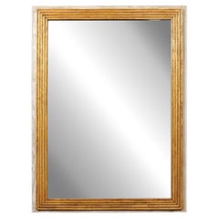 Antiguo Espejo Francés Estilo Luis XVI Pintado Dorado y Gris Suave