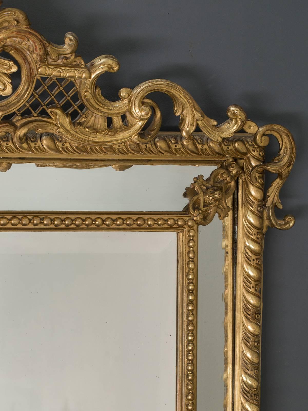 Antique French Louis XVI Style Pareclose Mirror, France, 1880 In Excellent Condition In Houston, TX