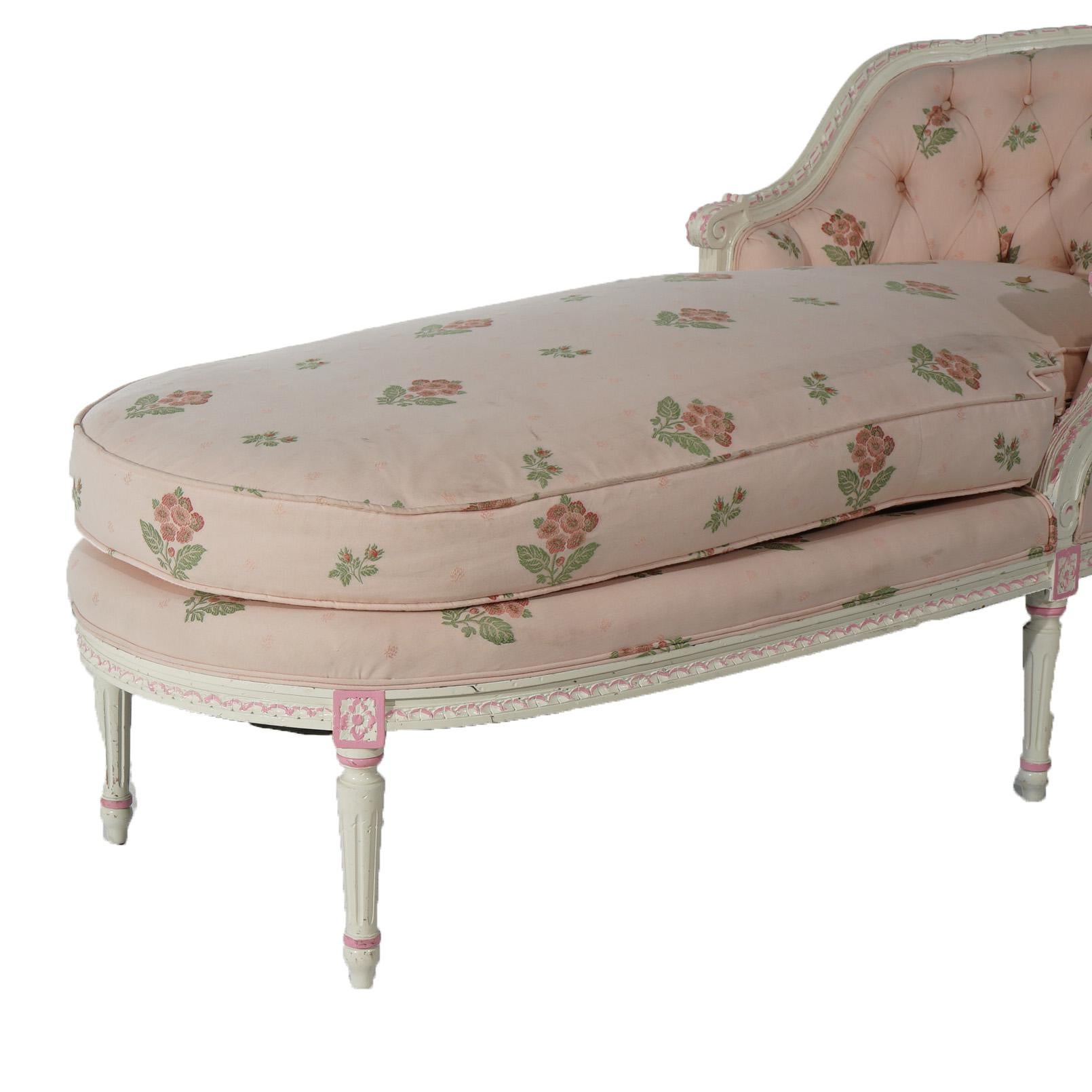 Antique French Louis XVI Style Polychromed Recamier Chaise Lounge C1930 For Sale 2