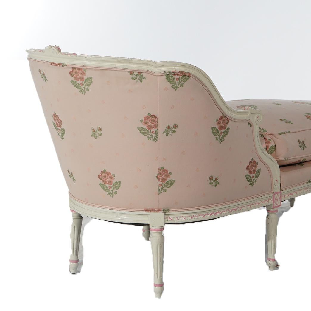 Antique French Louis XVI Style Polychromed Recamier Chaise Lounge C1930 For Sale 3