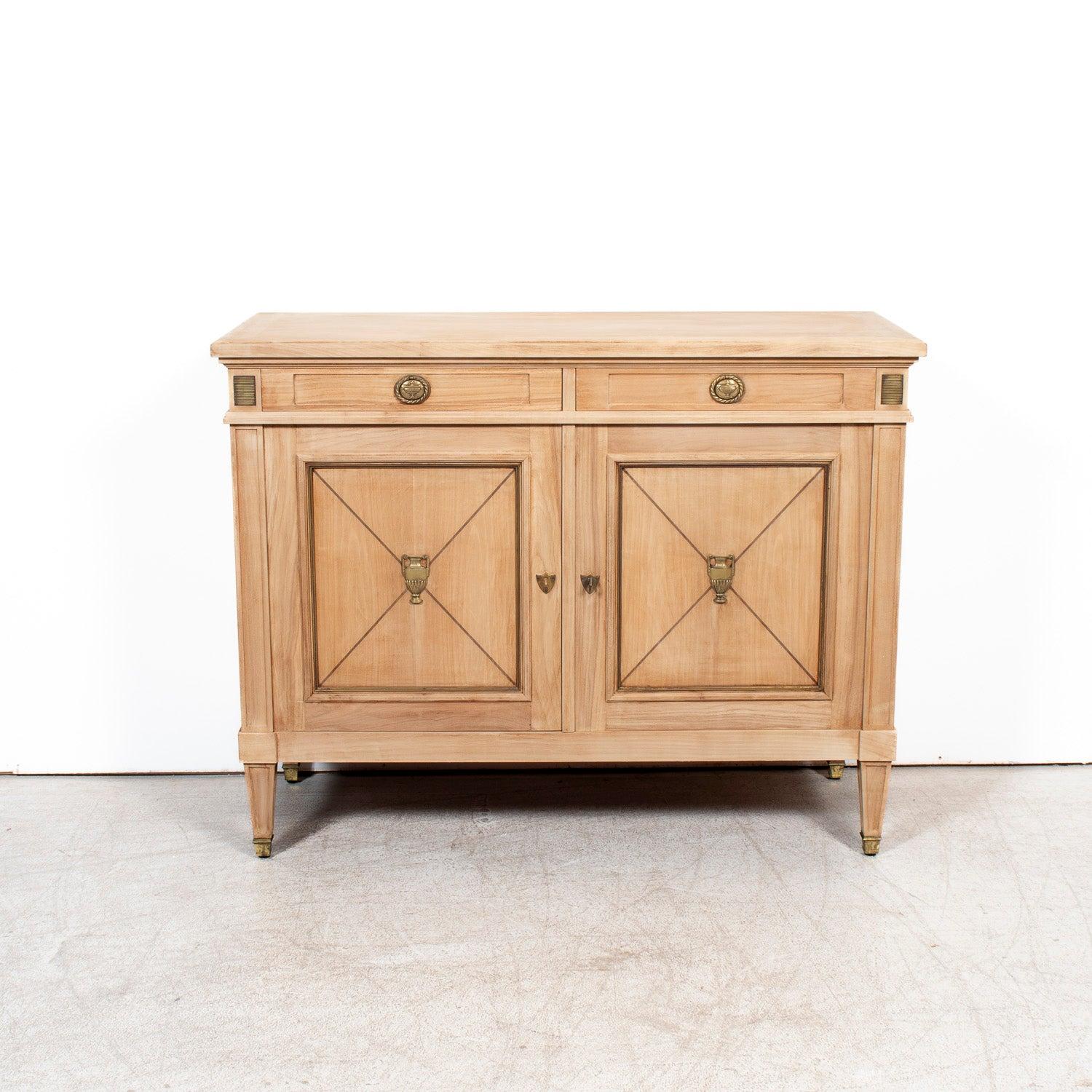 20th Century Antique French Louis XVI Style Provençal Bleached Cherrywood Buffet For Sale