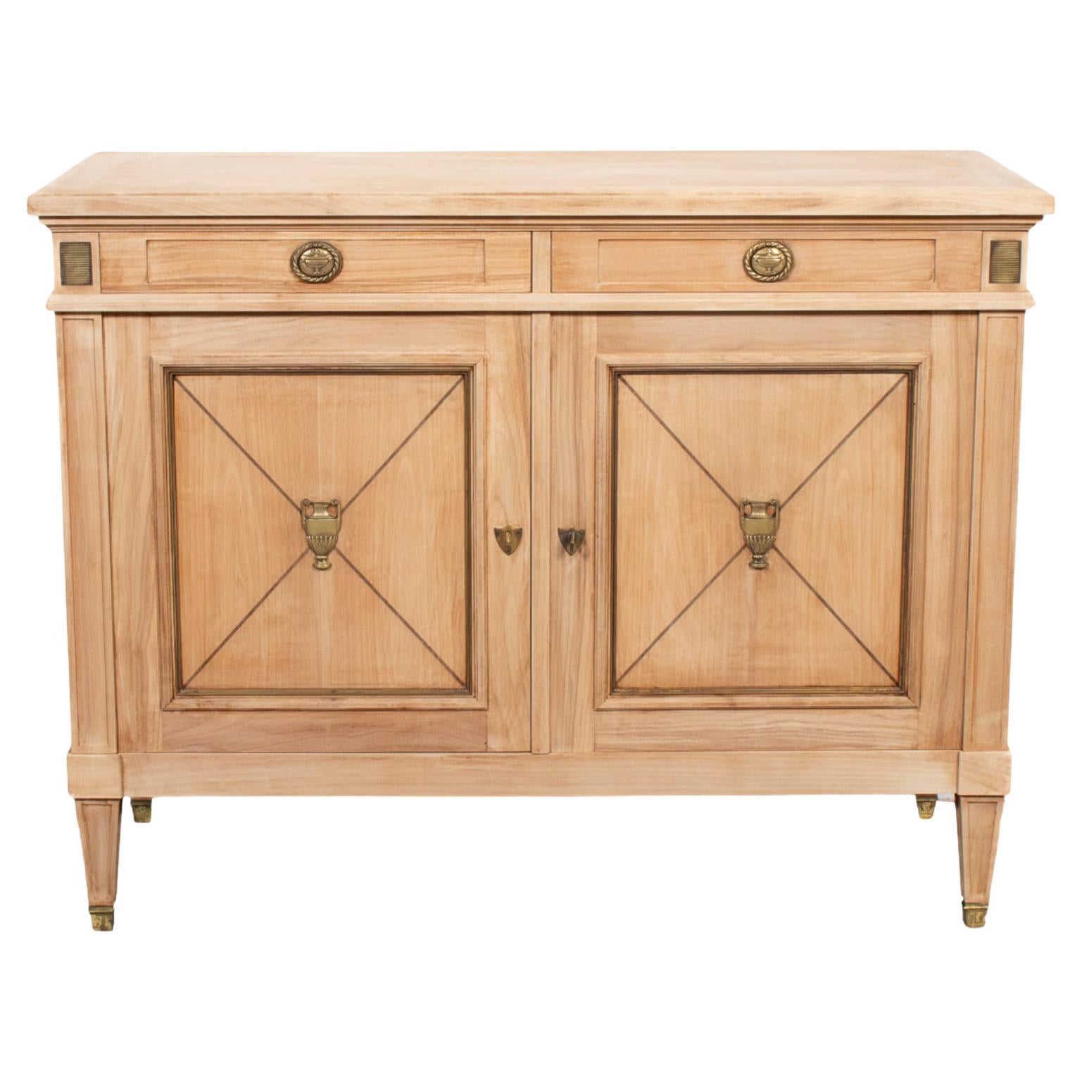 Antique French Louis XVI Style Provençal Bleached Cherrywood Buffet For Sale