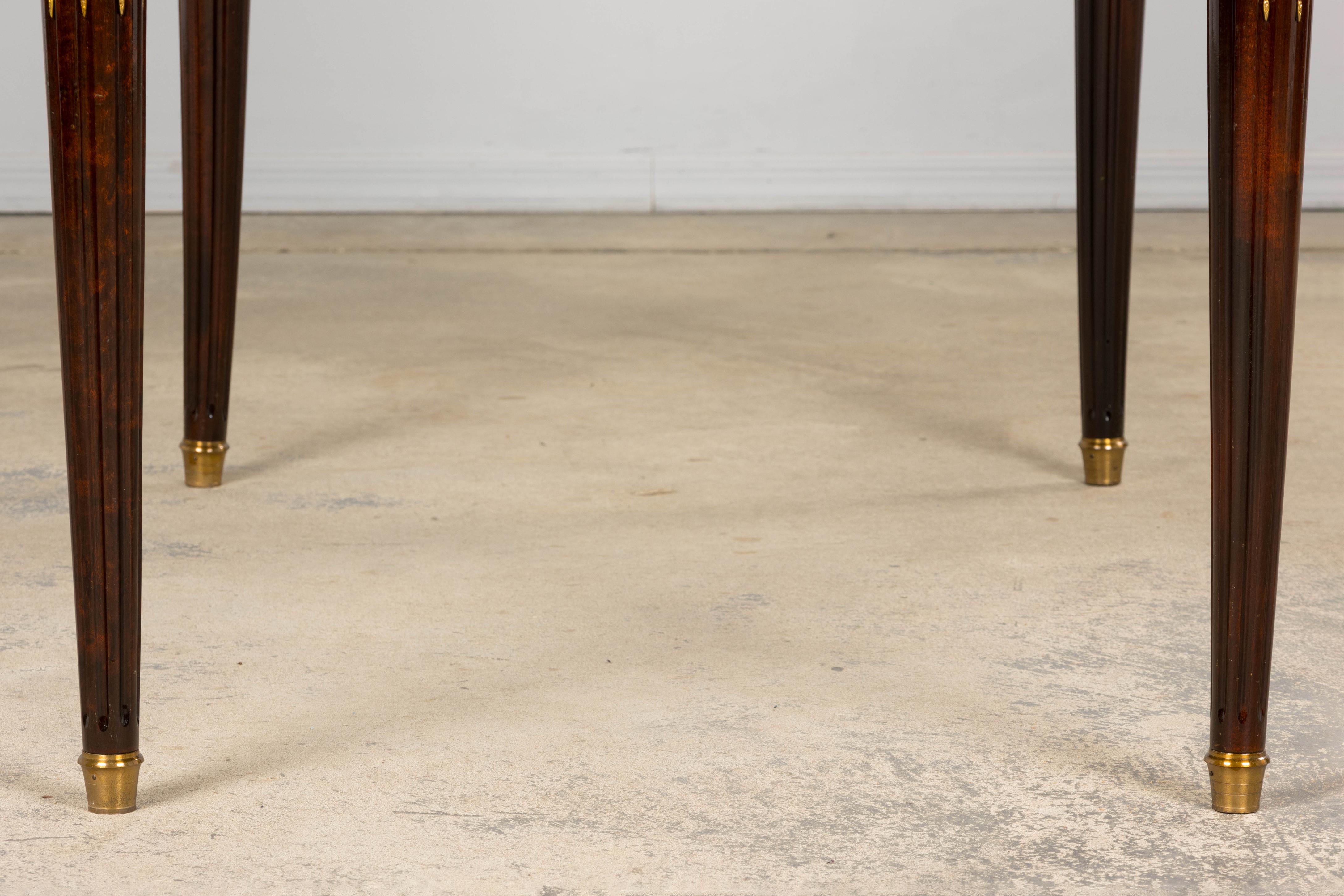 Antique French Louis XVI Style Rosewood Dining Table with Floral Inlay For Sale 12