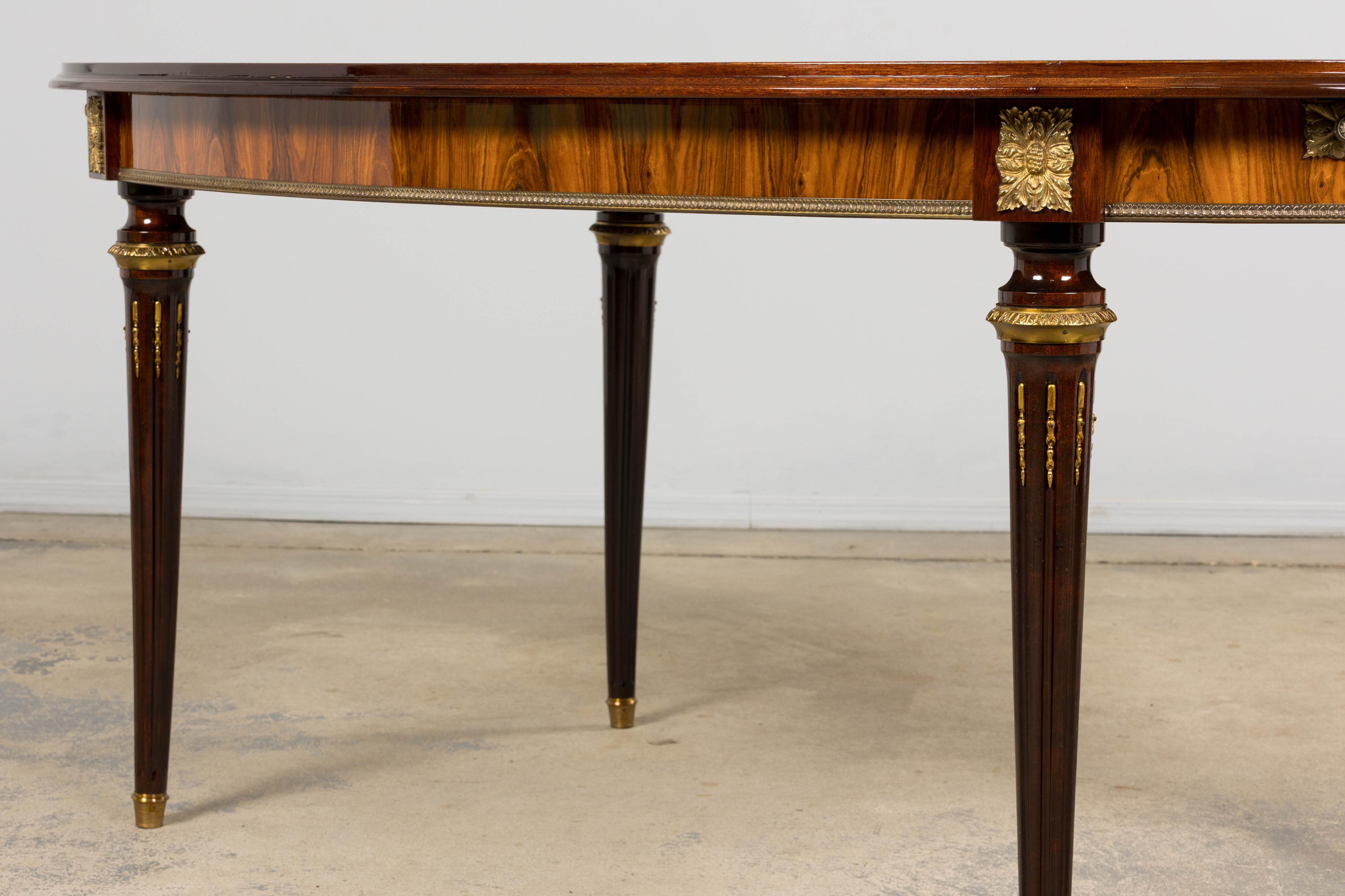 Antique French Louis XVI Style Rosewood Dining Table with Floral Inlay For Sale 13