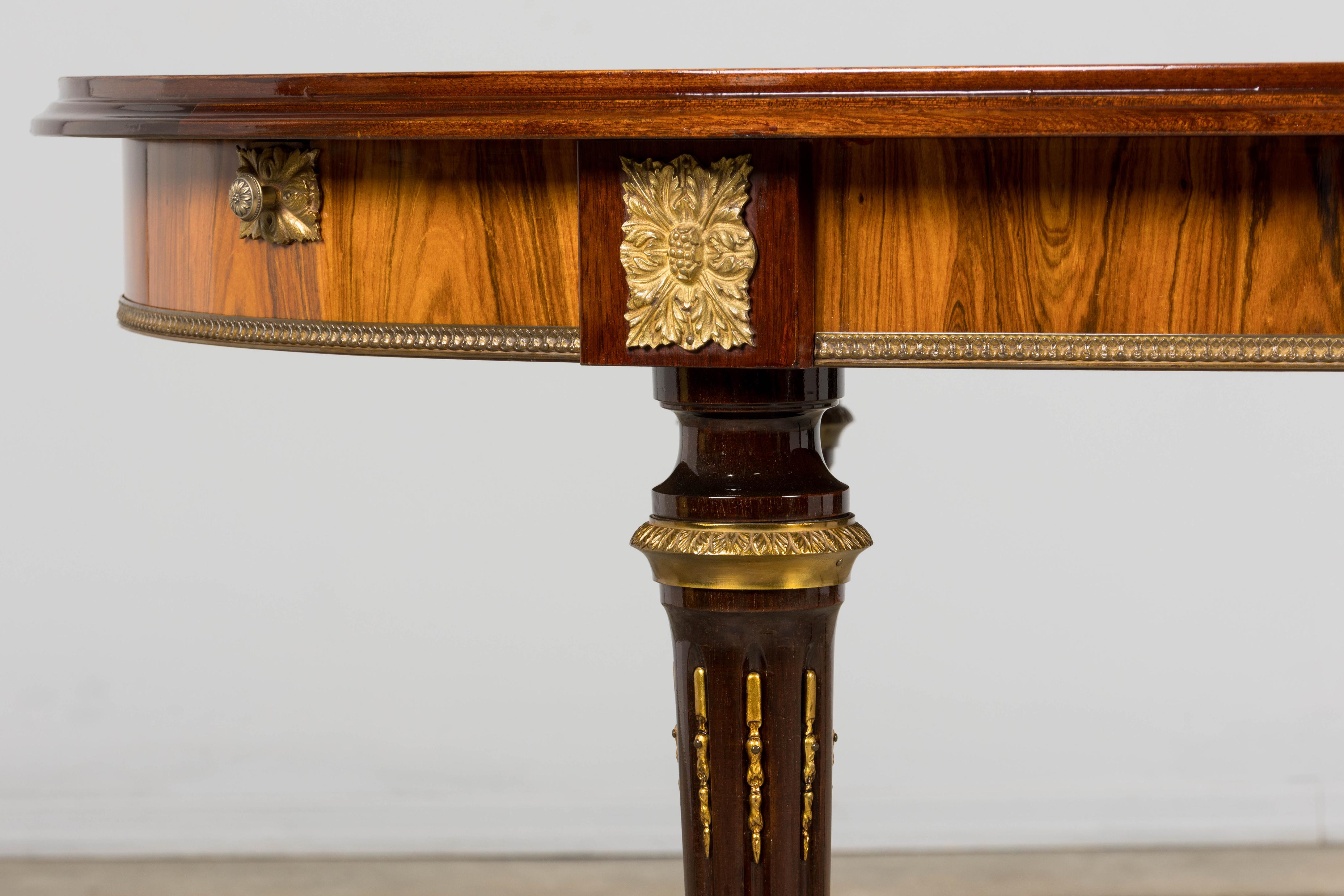 Antique French Louis XVI Style Rosewood Dining Table with Floral Inlay For Sale 2