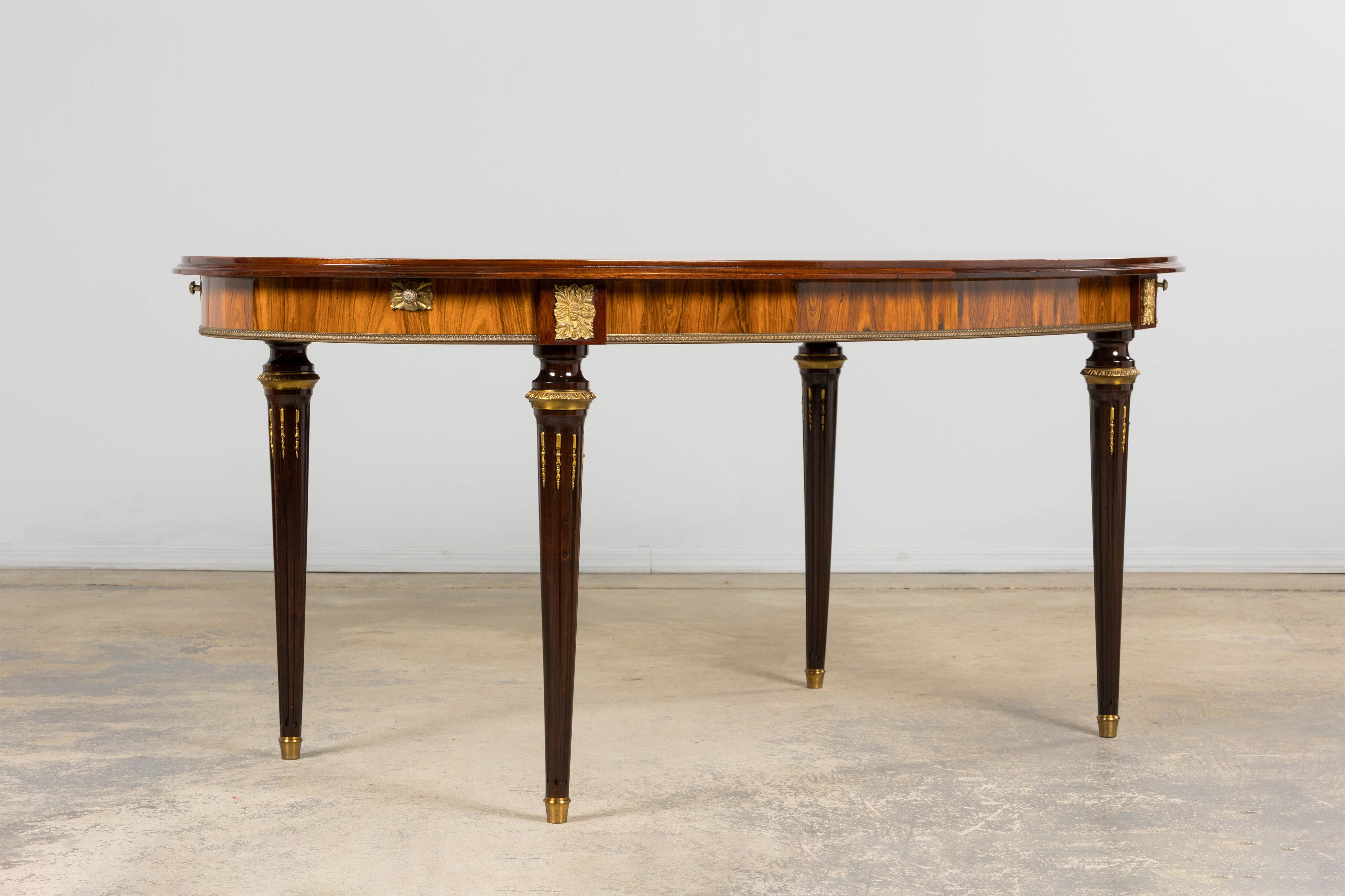 Antique French Louis XVI Style Rosewood Dining Table with Floral Inlay For Sale 3