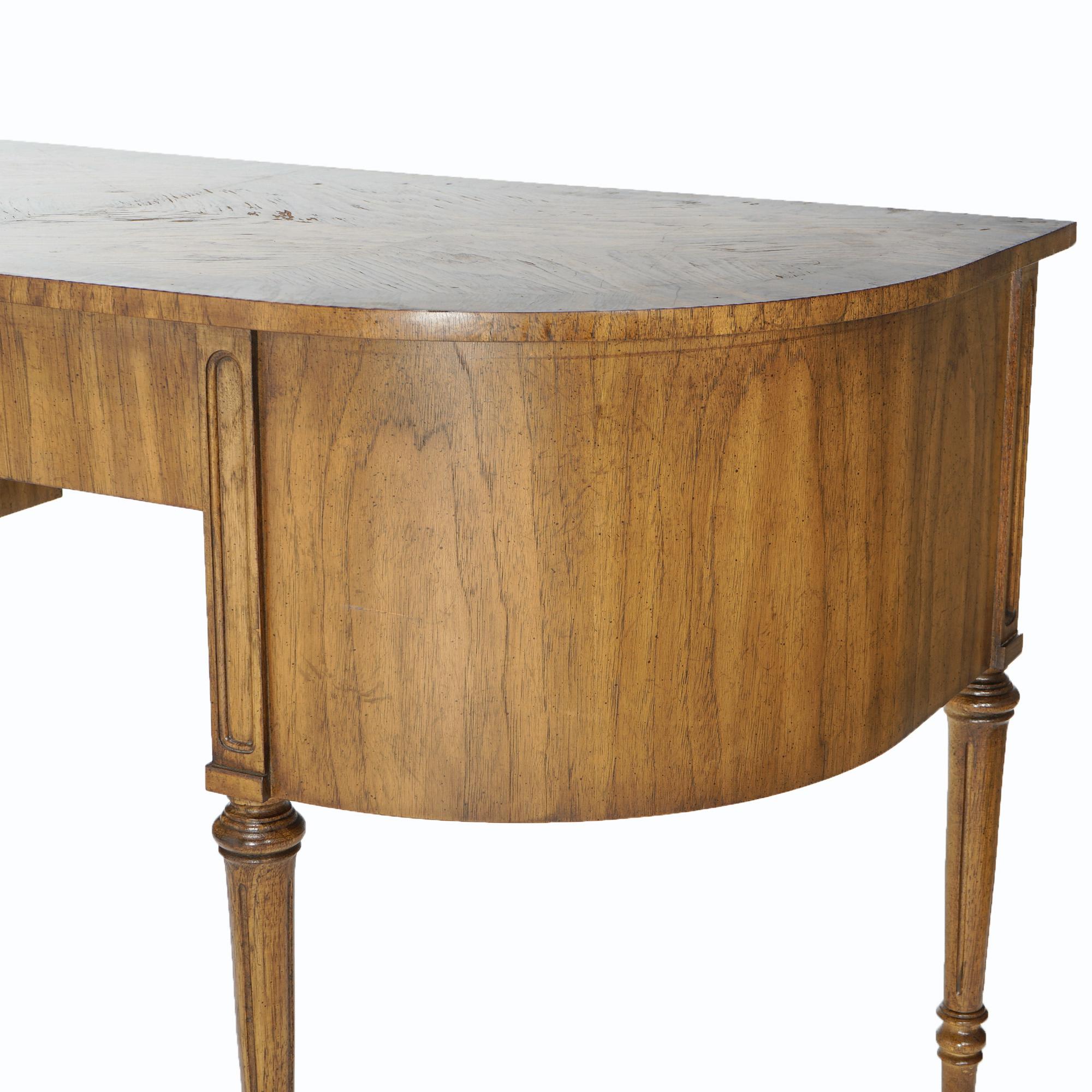 Antique French Louis XVI Style Rosewood & Kingwood Demilune Writing Desk, c1920 14