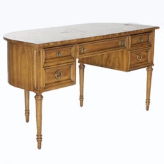 Antique French Louis XVI Style Rosewood & Kingwood Demilune Writing Desk, c1920