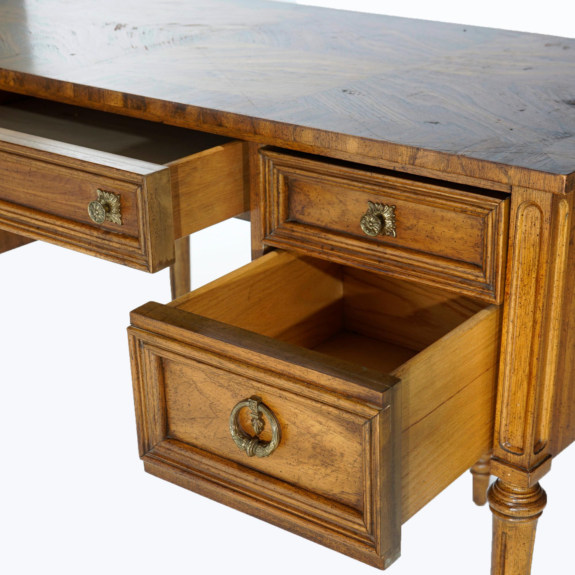 Antique French Louis XVI Style Rosewood & Kingwood Demilune Writing Desk, c1920 2
