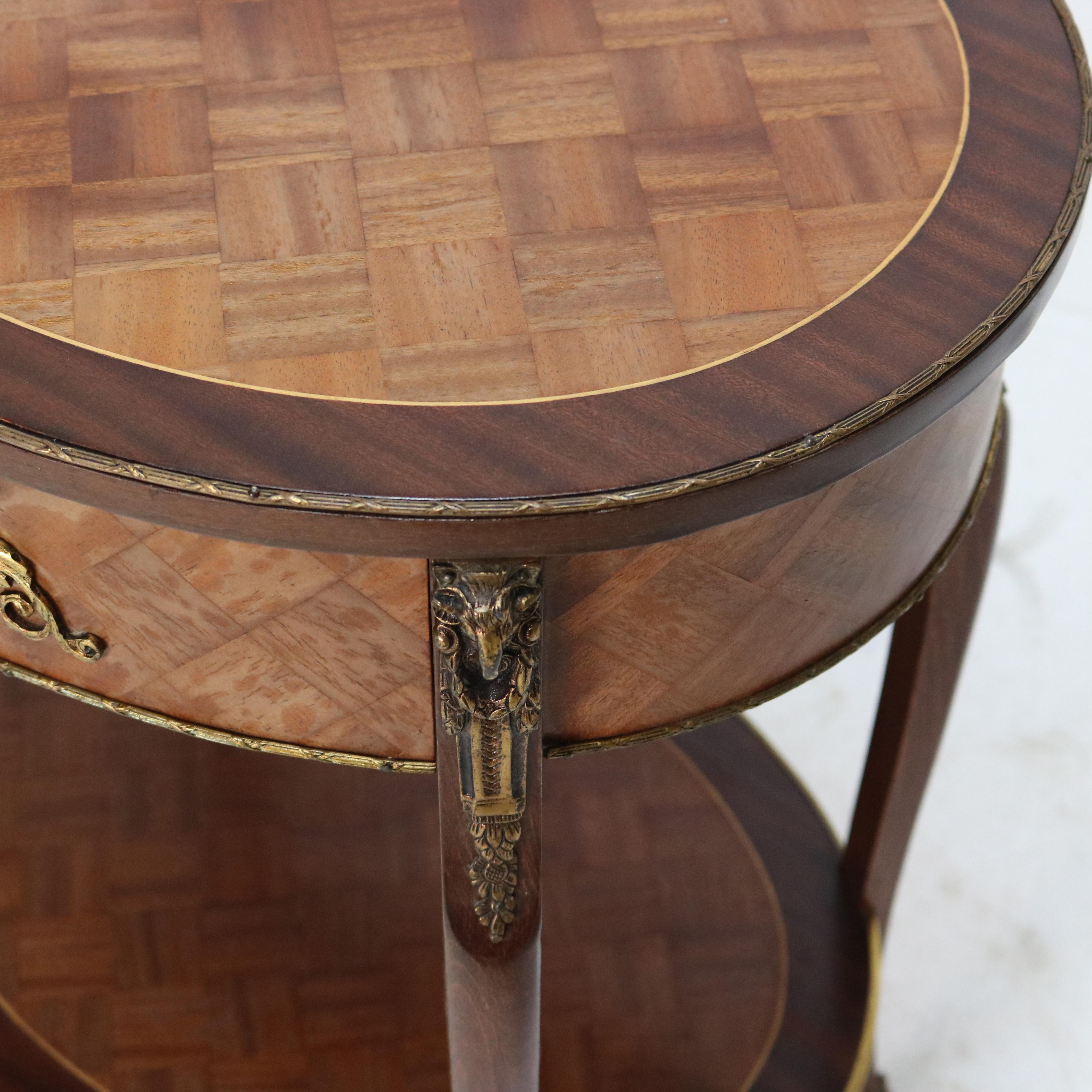 Stand ancien en bois de rose, marqueterie et bronze doré de style Louis XVI, C1910 6