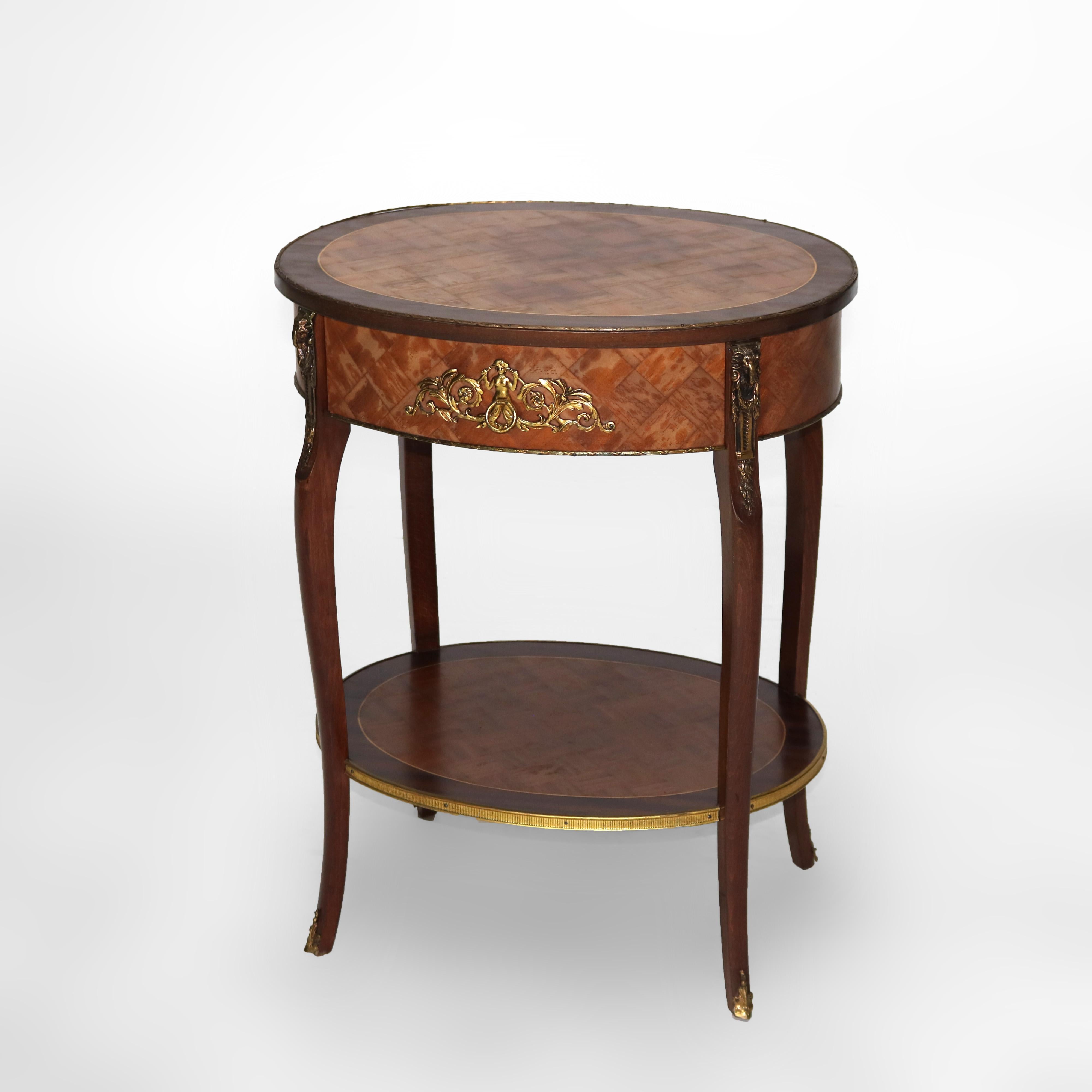 Stand ancien en bois de rose, marqueterie et bronze doré de style Louis XVI, C1910 Bon état à Big Flats, NY