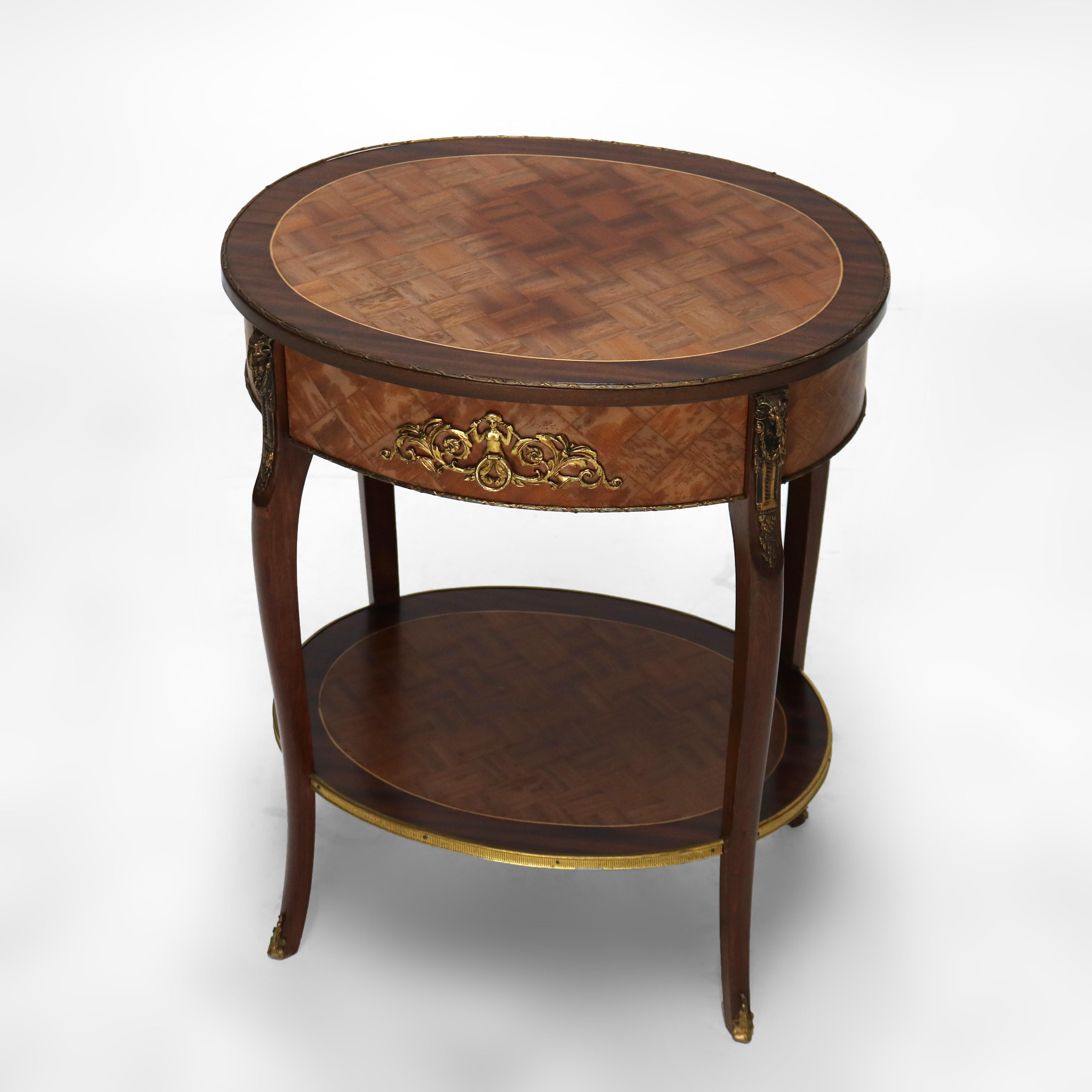 20ième siècle Stand ancien en bois de rose, marqueterie et bronze doré de style Louis XVI, C1910