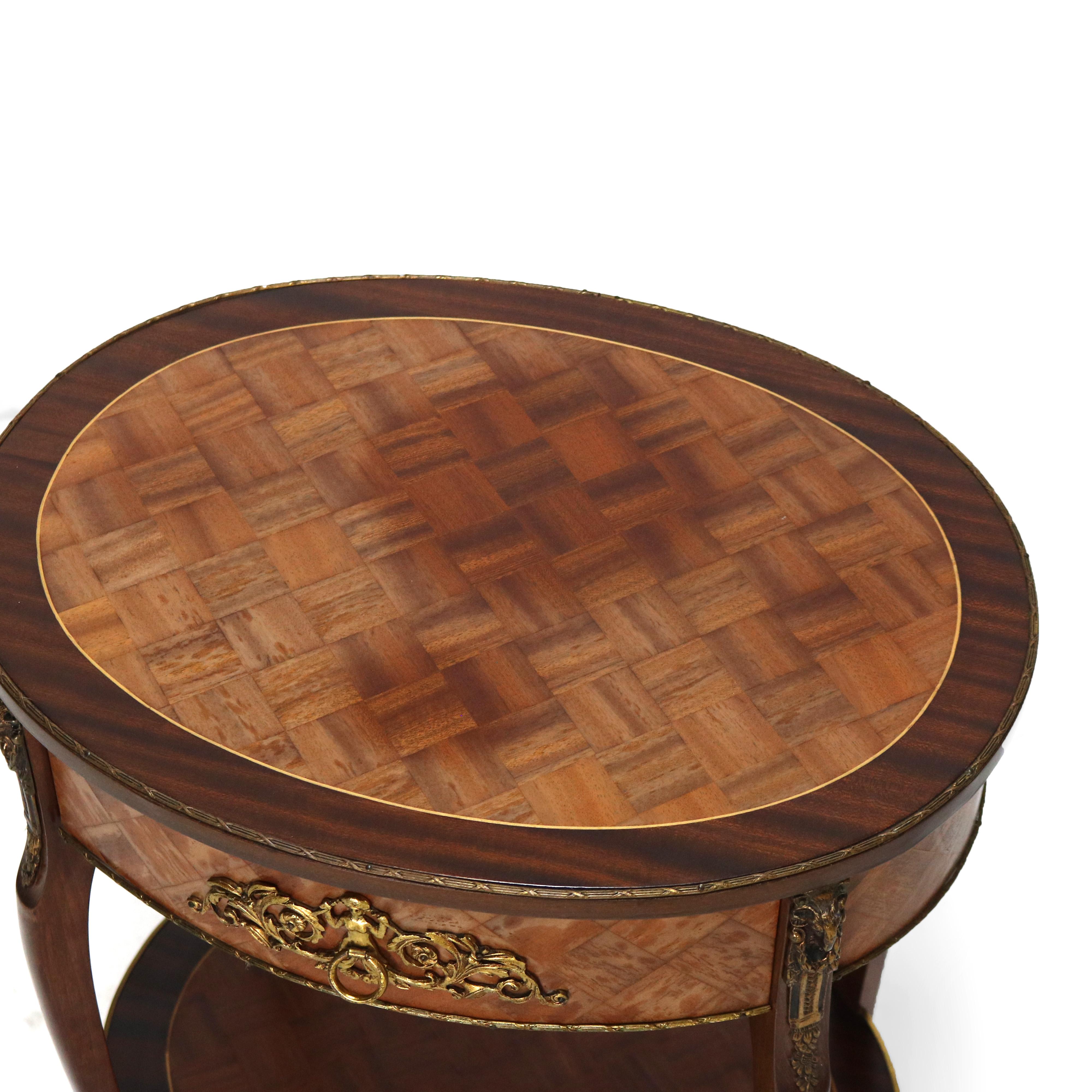 Stand ancien en bois de rose, marqueterie et bronze doré de style Louis XVI, C1910 1