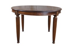 Antique French Louis XVI Style Round Carved Walnut Dining Breakfast Table 44"