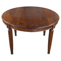 Antique French Louis XVI Style Round Carved Walnut Dining Breakfast Table 44"
